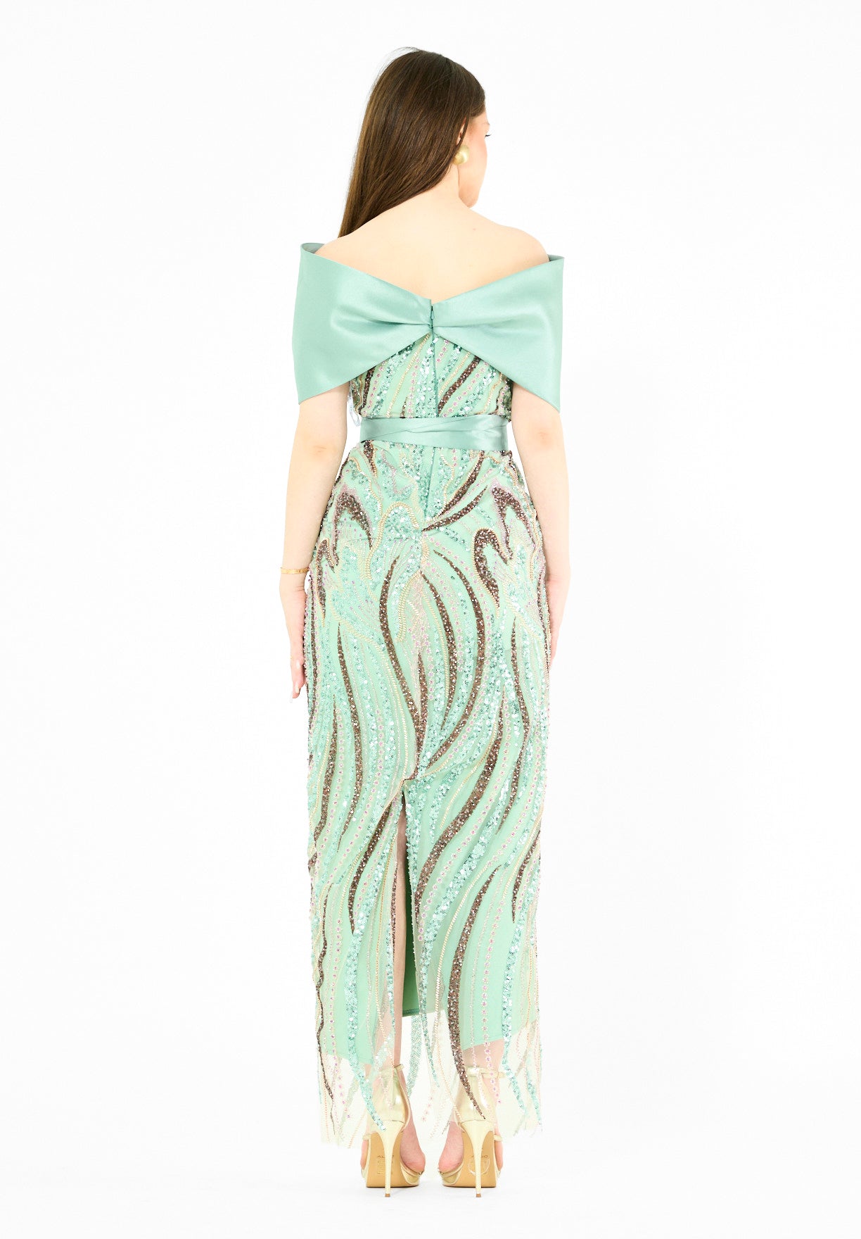 Chic Gown with Dramatic Overlay Silhouette