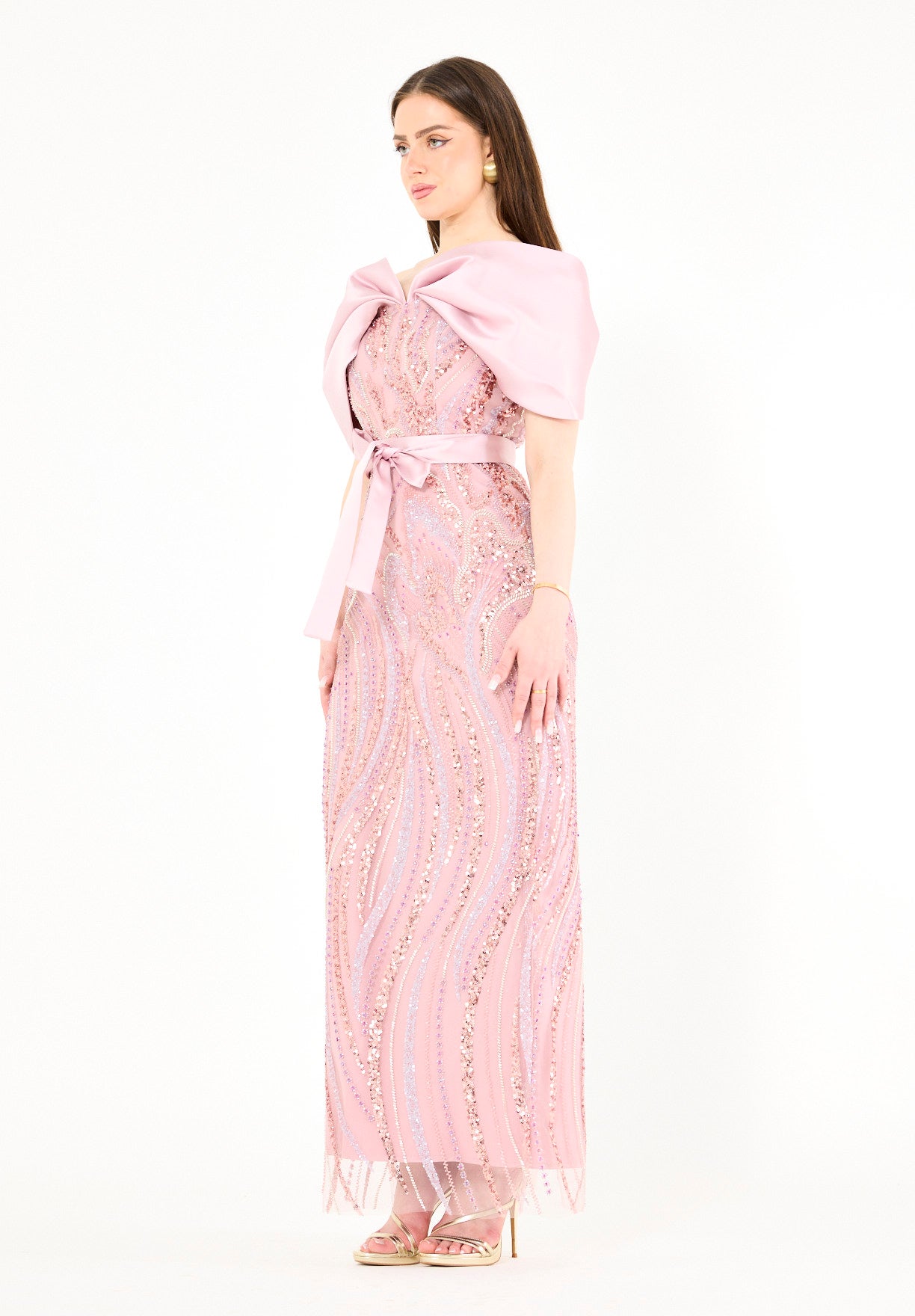 Chic Gown with Dramatic Overlay Silhouette