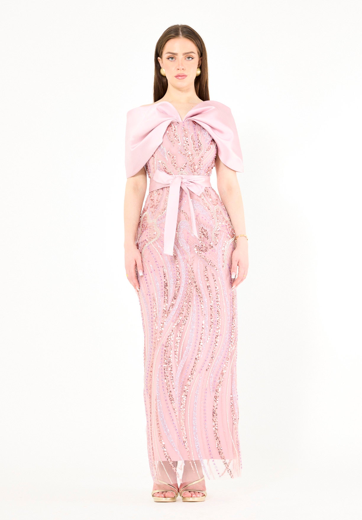 Chic Gown with Dramatic Overlay Silhouette