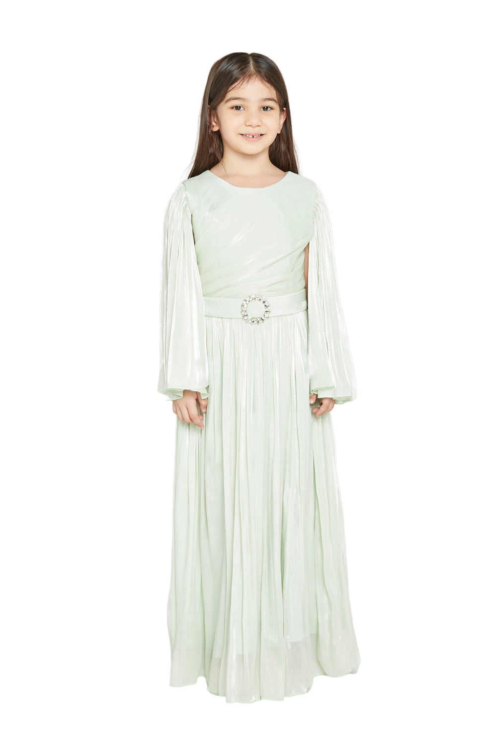 Shimmer Flowy Bloom Dress with Crystal Buckle