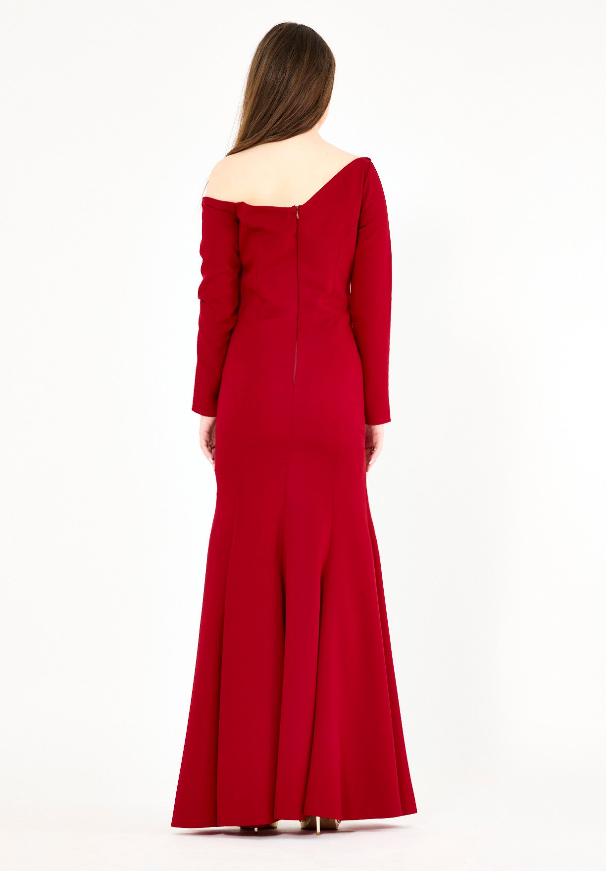 3D Floral Applique Elegance Off-Shoulder Gown