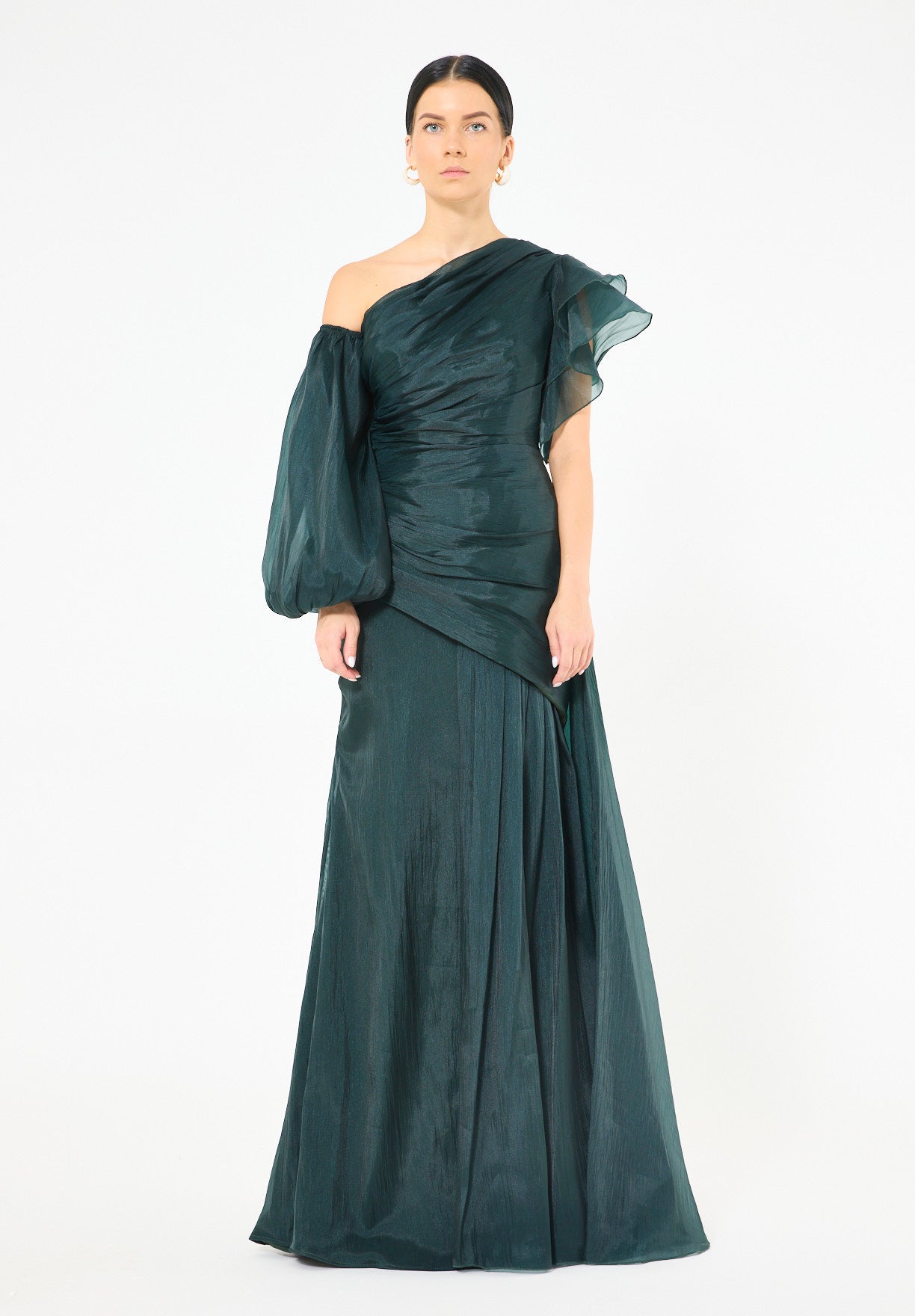 Aysmmetrical One-Shoulder Draped Gown