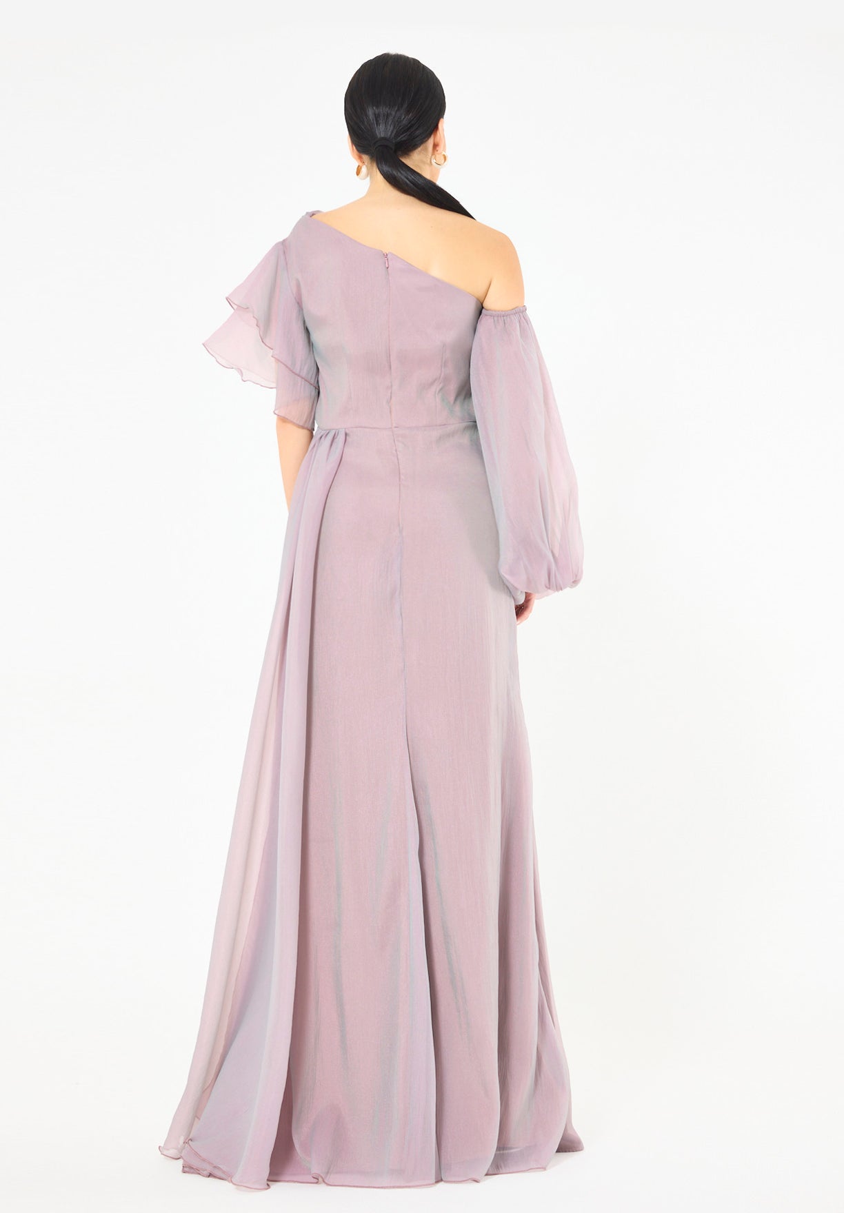 Aysmmetrical One-Shoulder Draped Gown