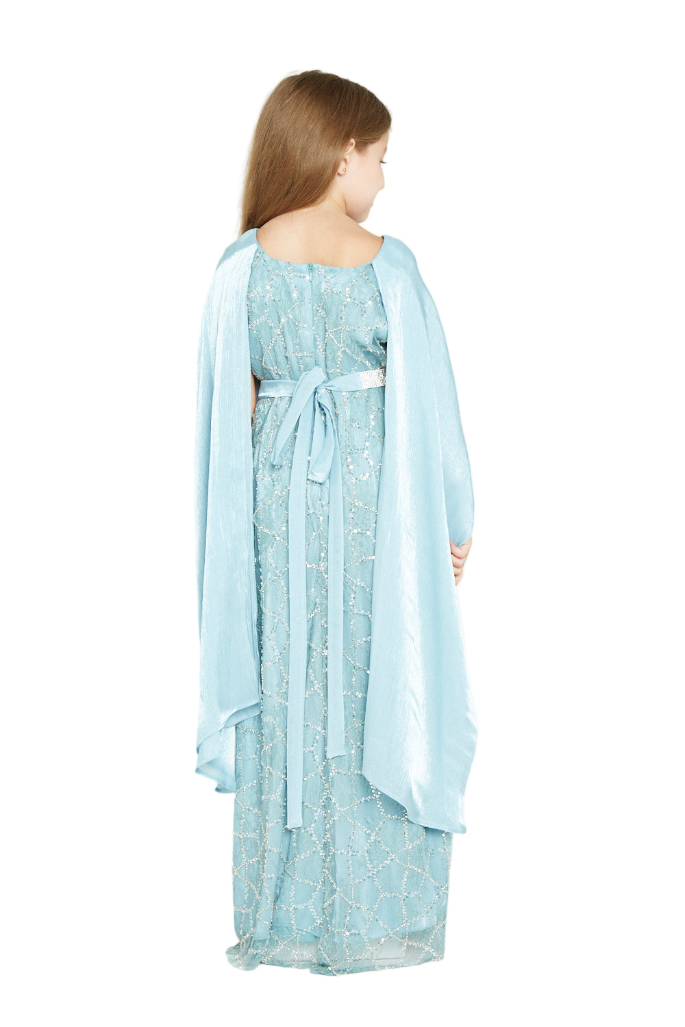 Snow light Majestic Gown with Cape Overlay