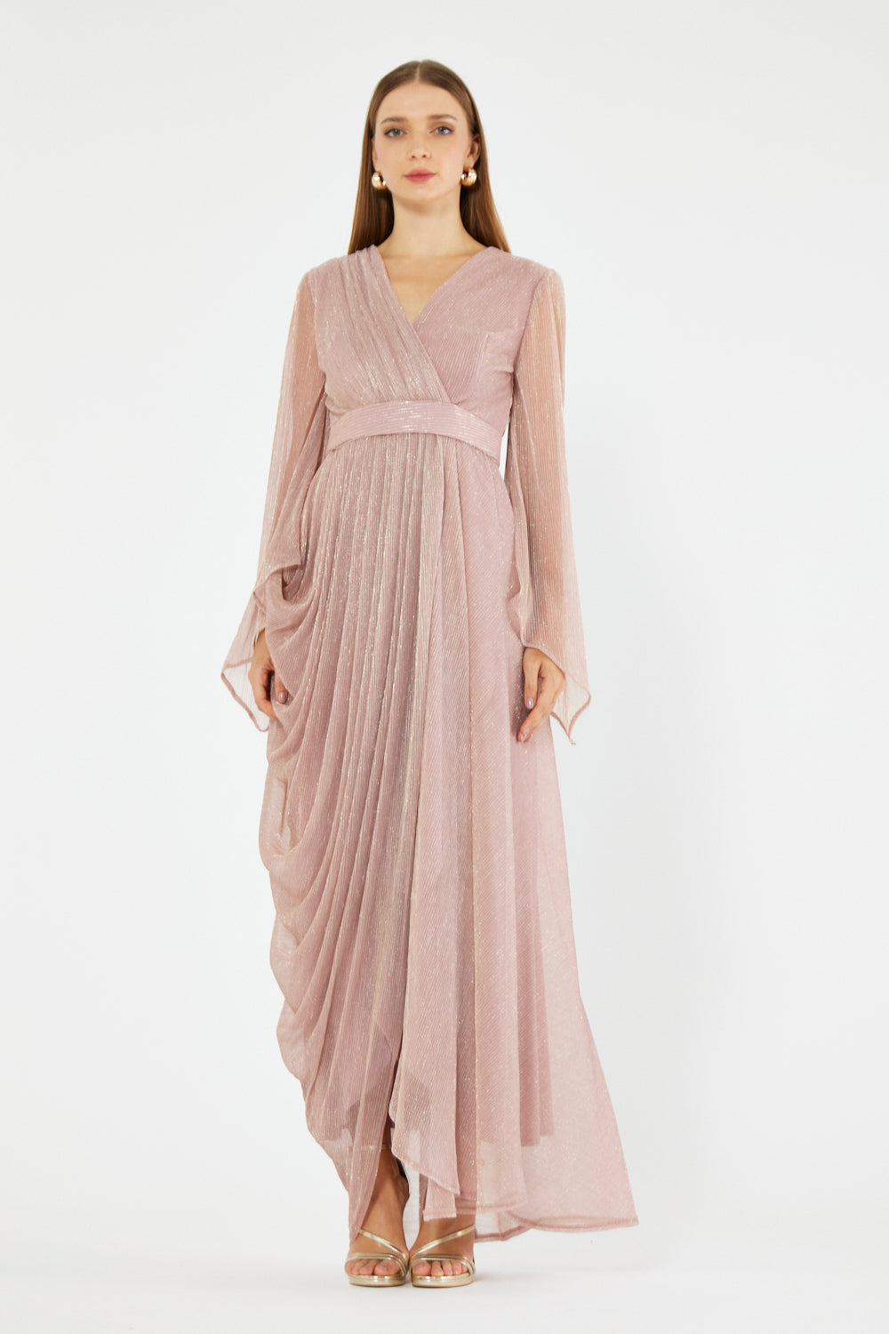 Wrap Bodice Flowing Gown