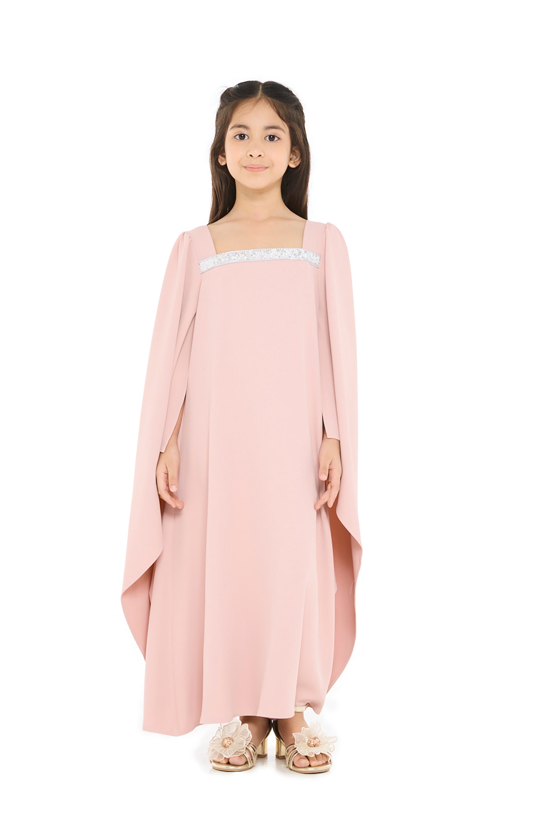 Crimson Whisper Cape Dress