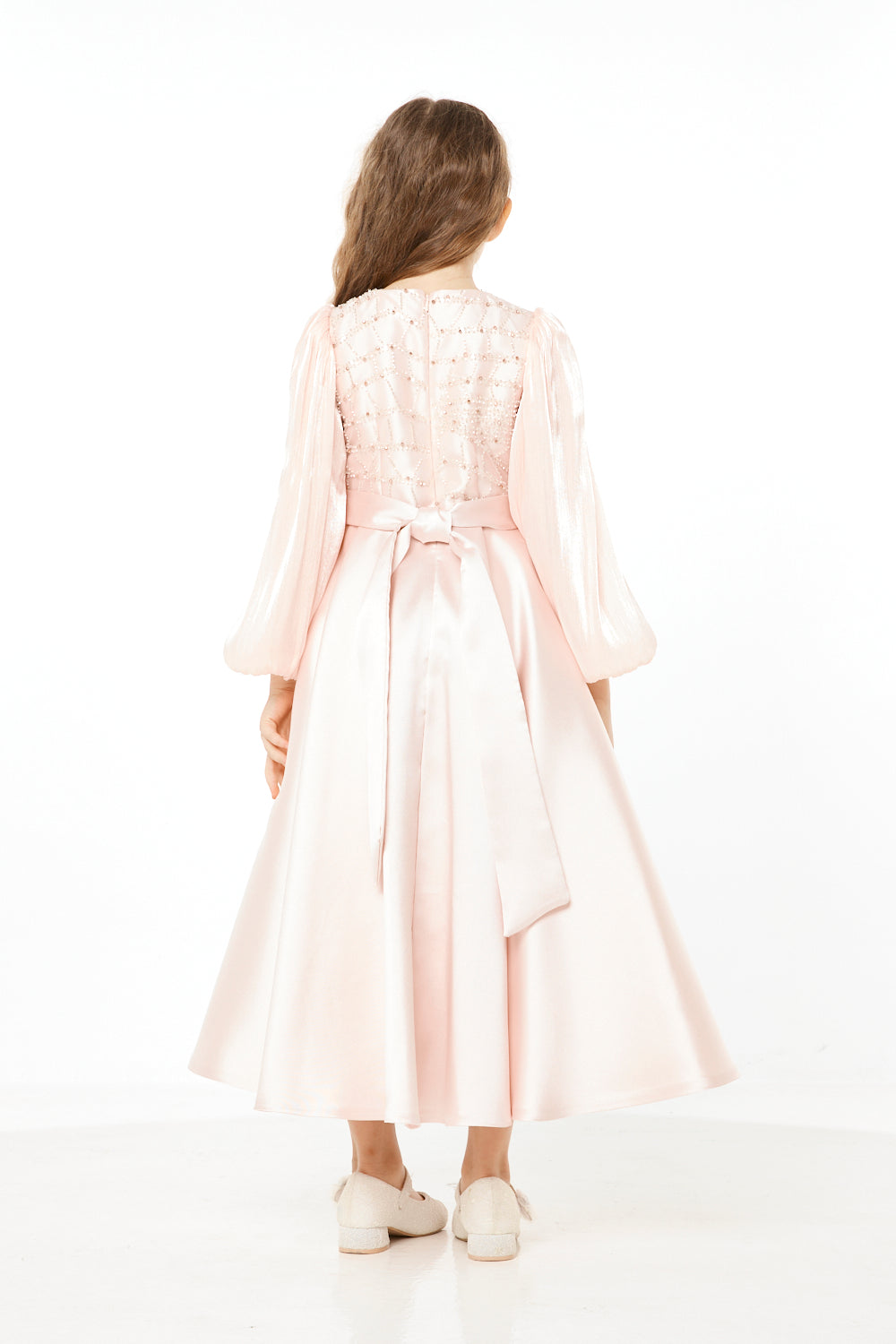 Embellished  Sheer Sleeve Gown
