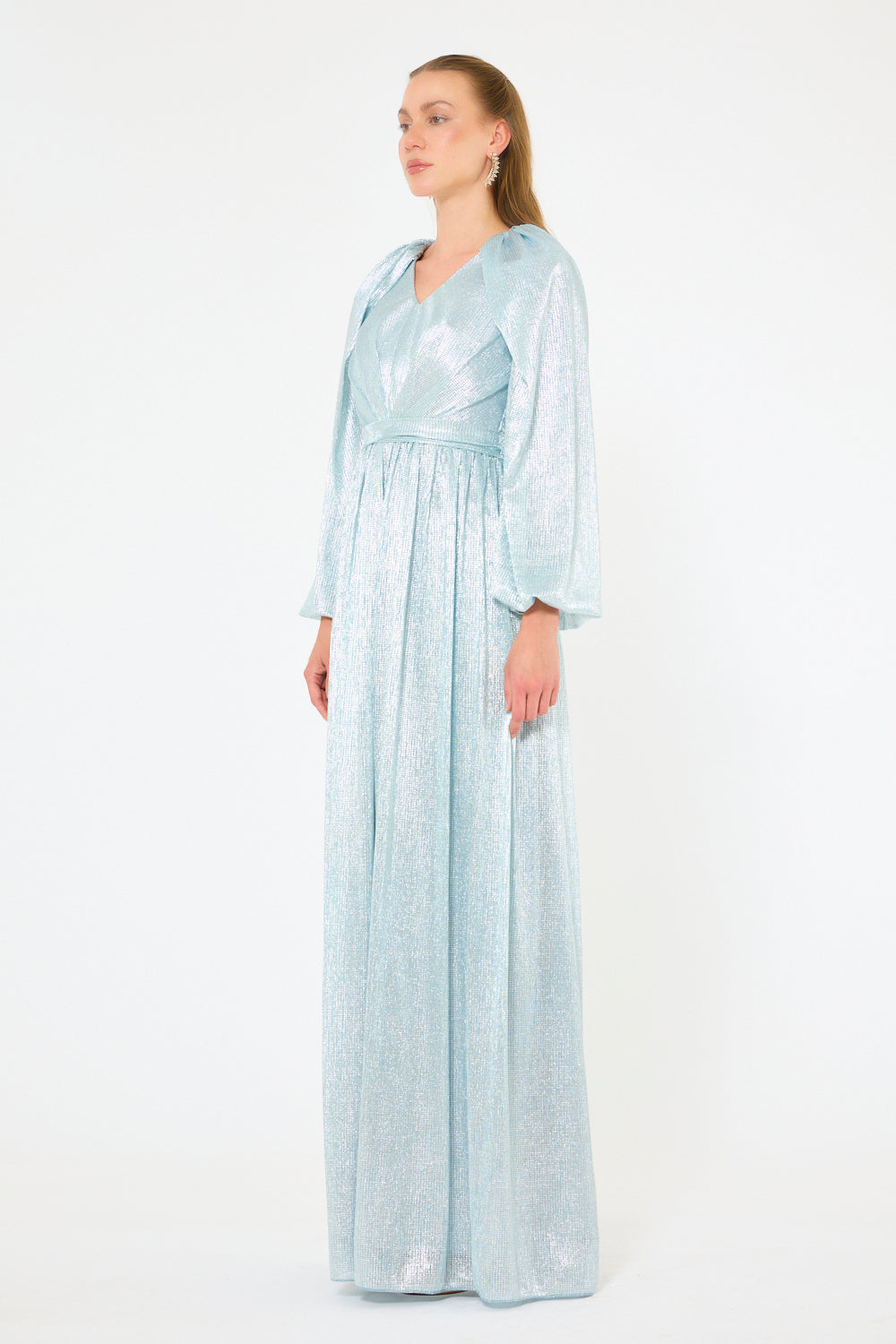 Textured Shimmer Overlay Gown