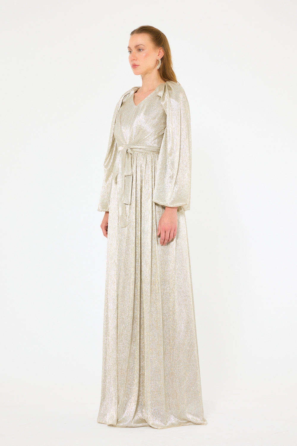 Textured Shimmer Overlay Gown