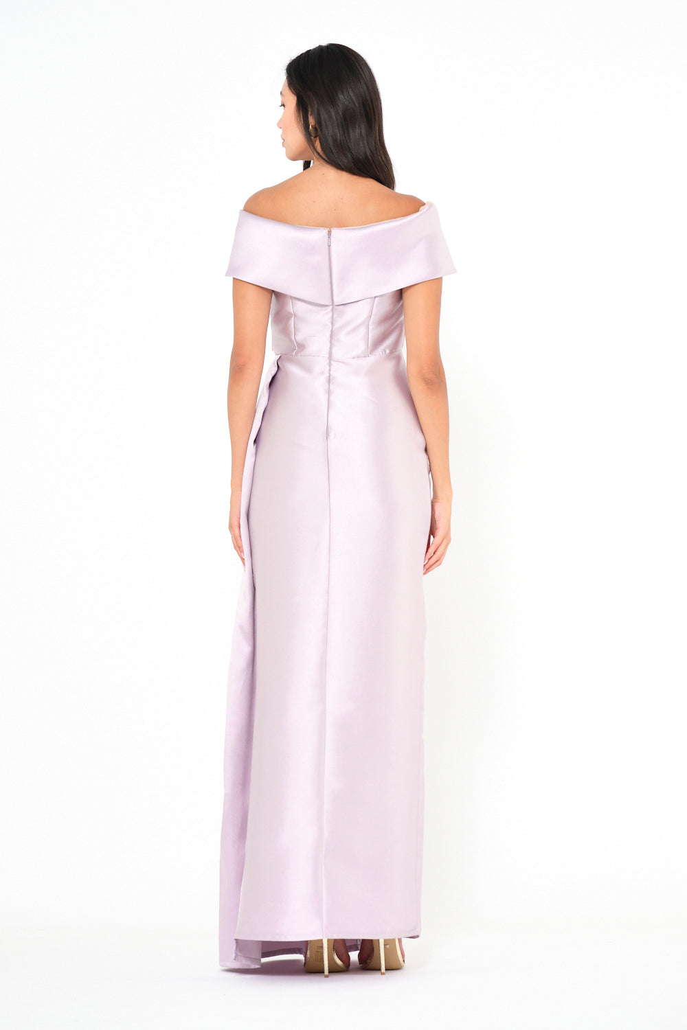 Off-Shoulder Wrapped Drape Gown