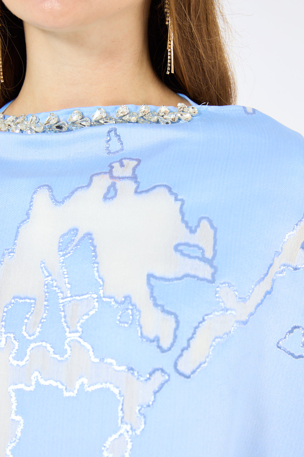 Crystal Neckline Contour Cape Overlay Gown