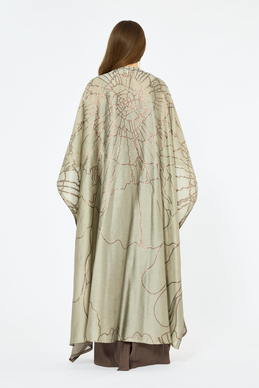 Crinkle Motif Cape Overlay Gown