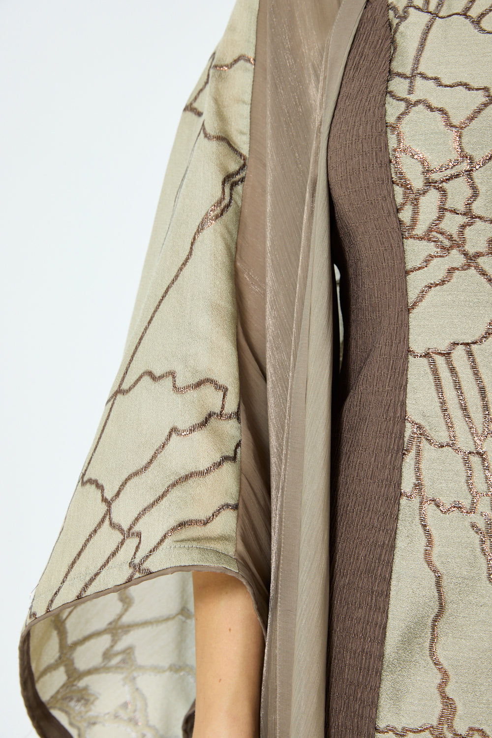 Crinkle Motif Cape Overlay Gown