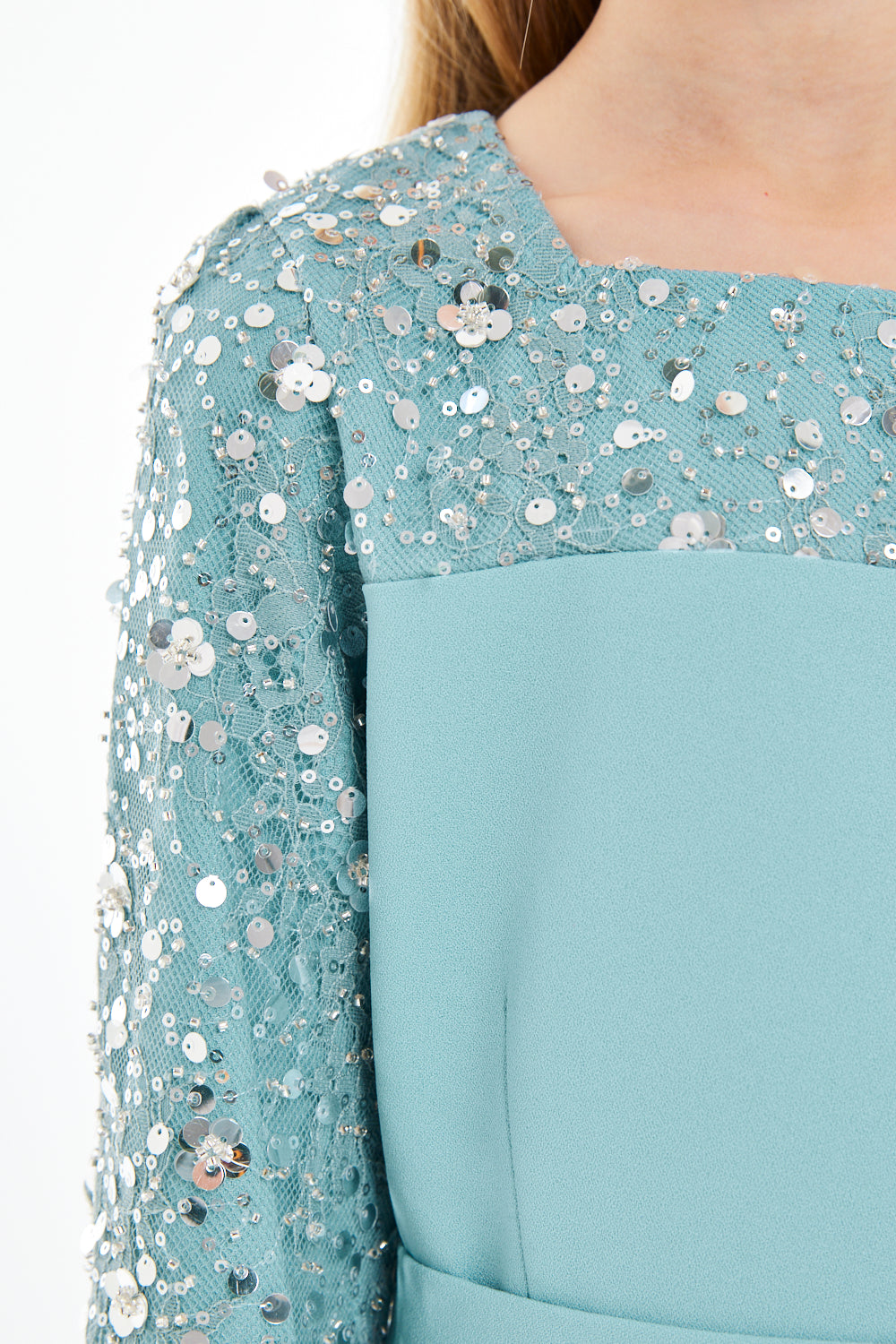 Sequin Yoke Contrast Gown