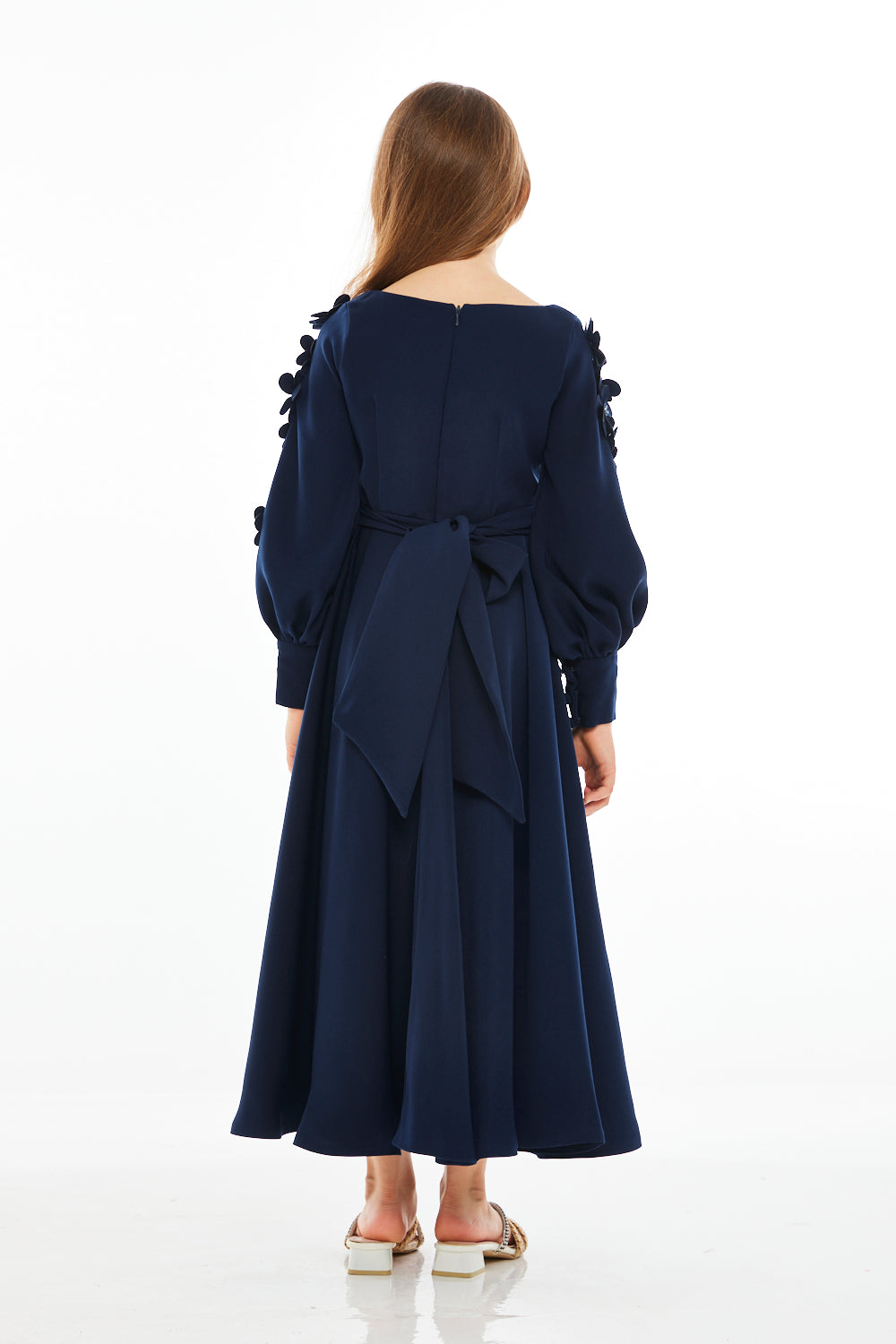 Floral Appliqué Sleeve Gown