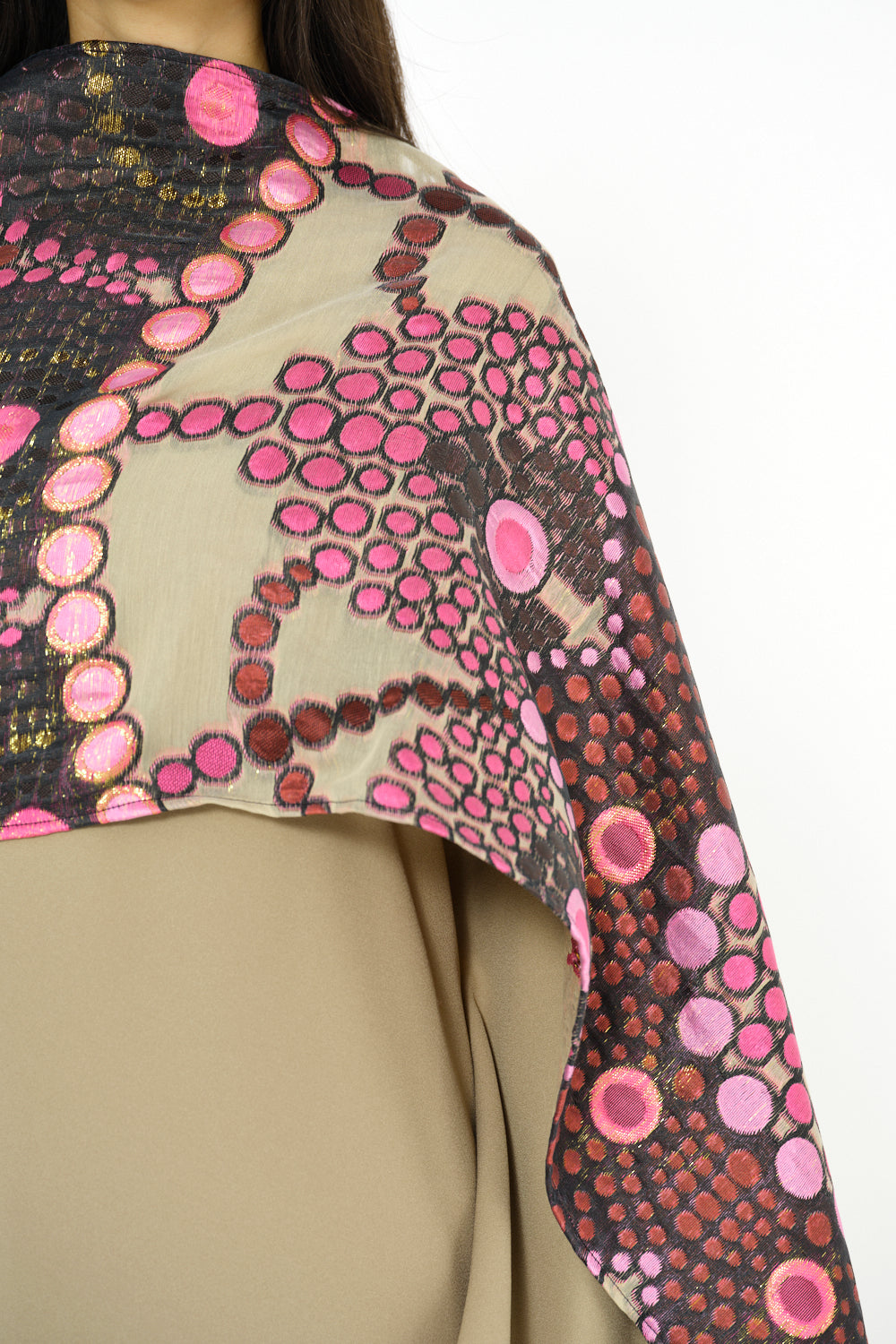 Abstract Printed Scarf Overlay Jalabiya
