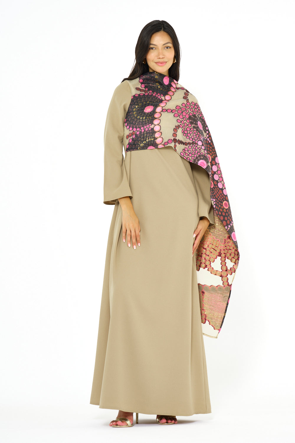 Abstract Printed Scarf Overlay Jalabiya