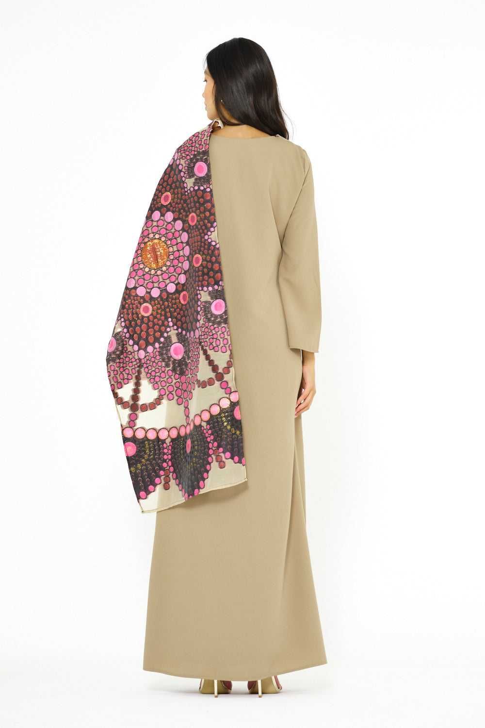 Abstract Printed Scarf Overlay Jalabiya