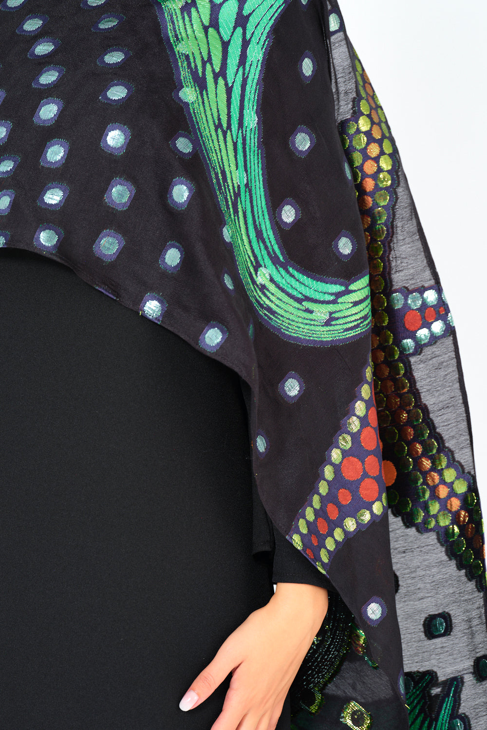 Abstract Printed Scarf Overlay Jalabiya