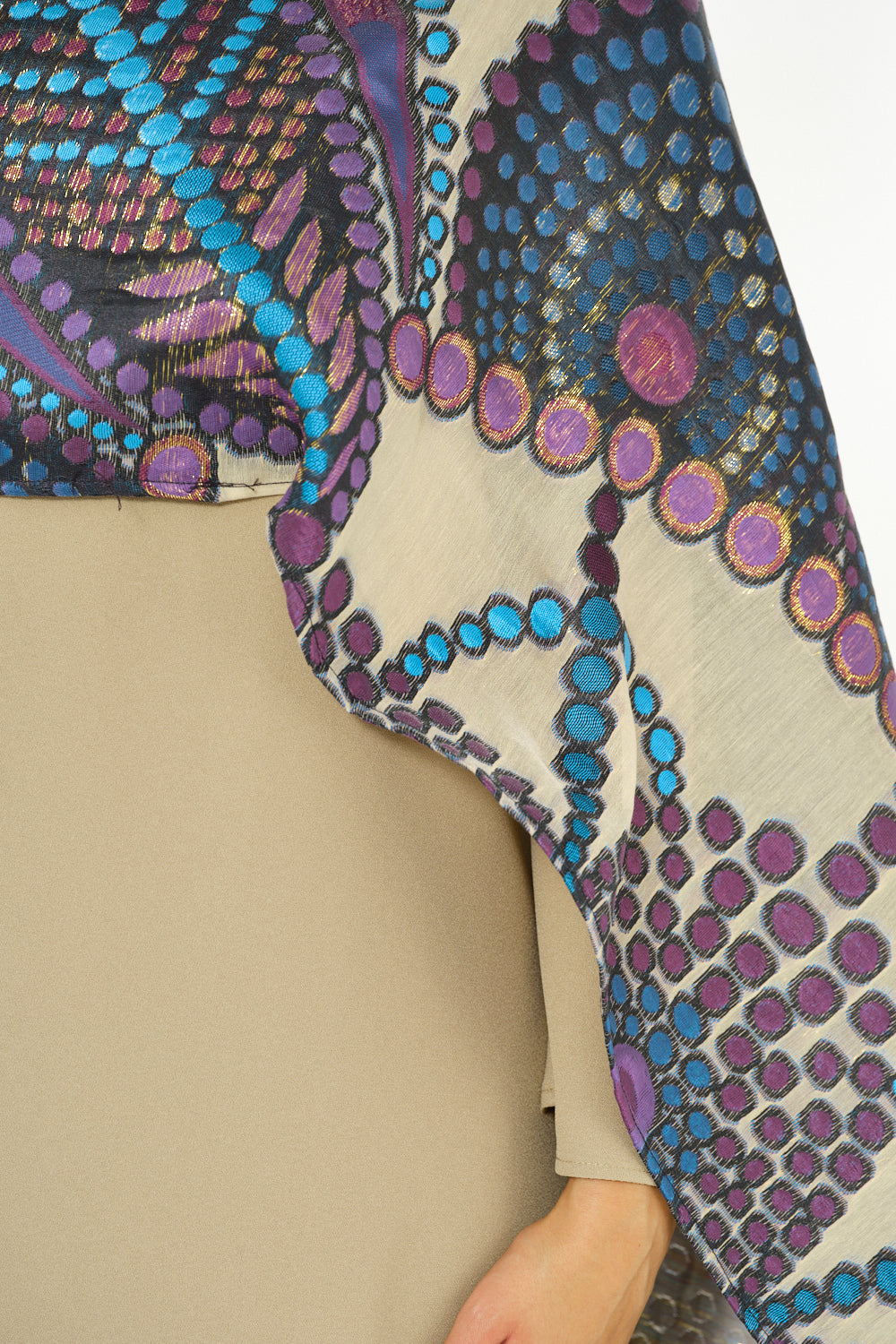 Abstract Printed Scarf Overlay Jalabiya