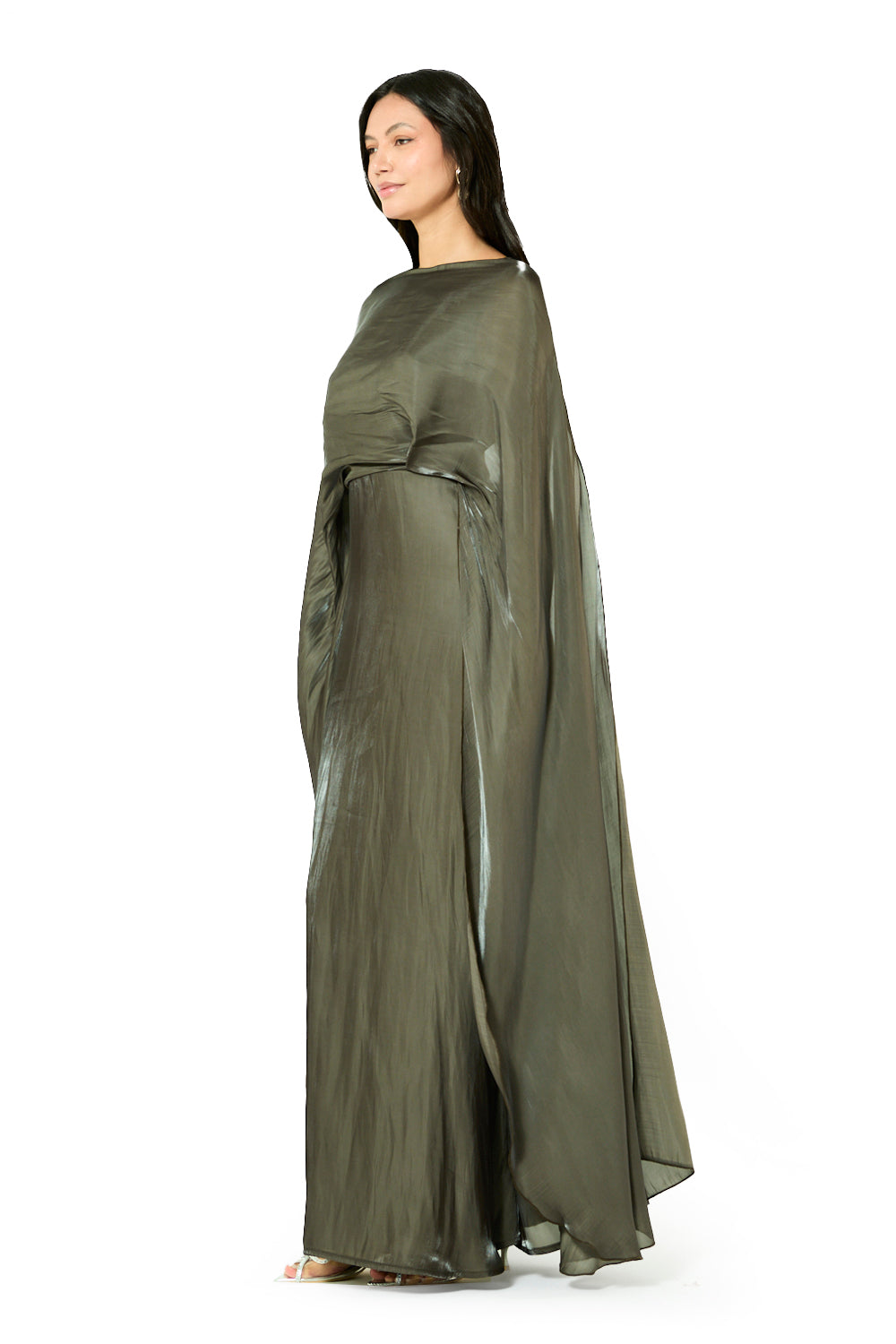 <tc>فستان ساتان كاب بانسدالات غير متماثلة</tc>