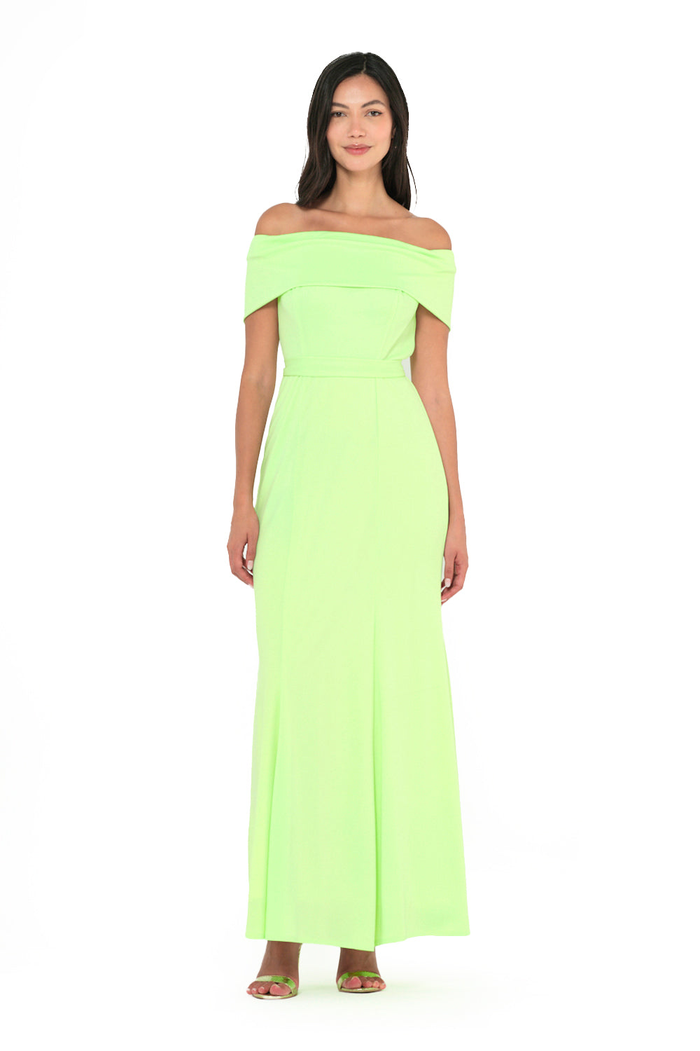 Folded Off-Shoulder Column Gown