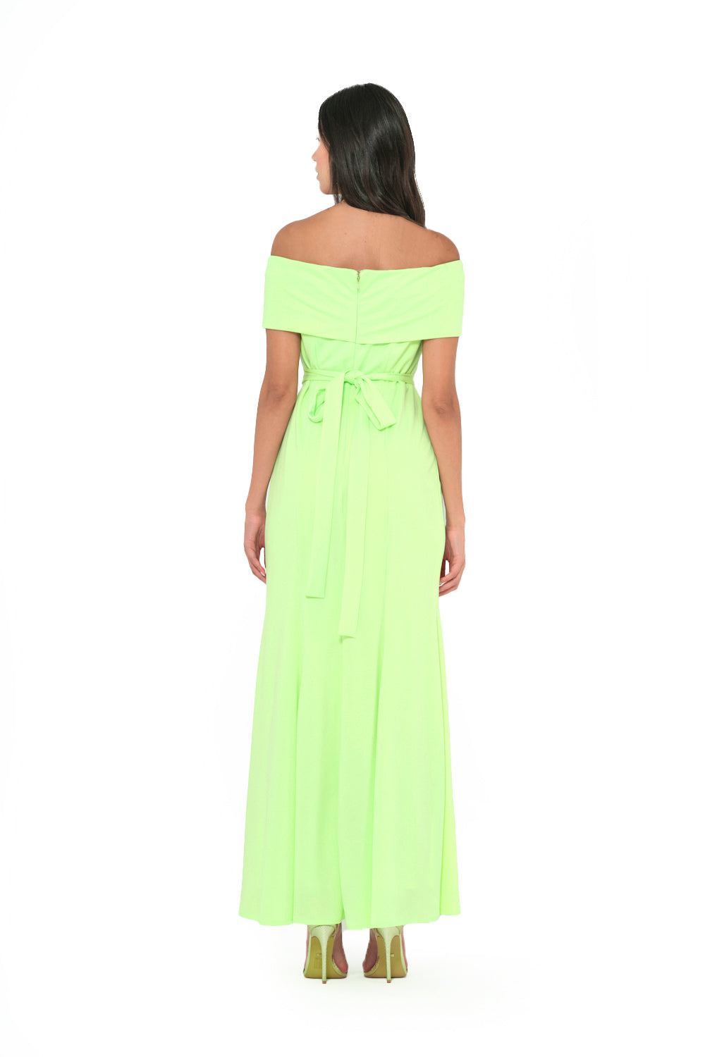 Folded Off-Shoulder Column Gown