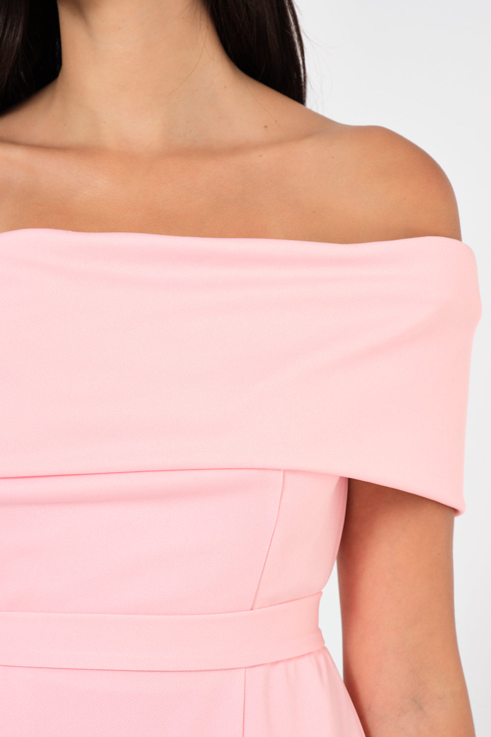 Folded Off-Shoulder Column Gown