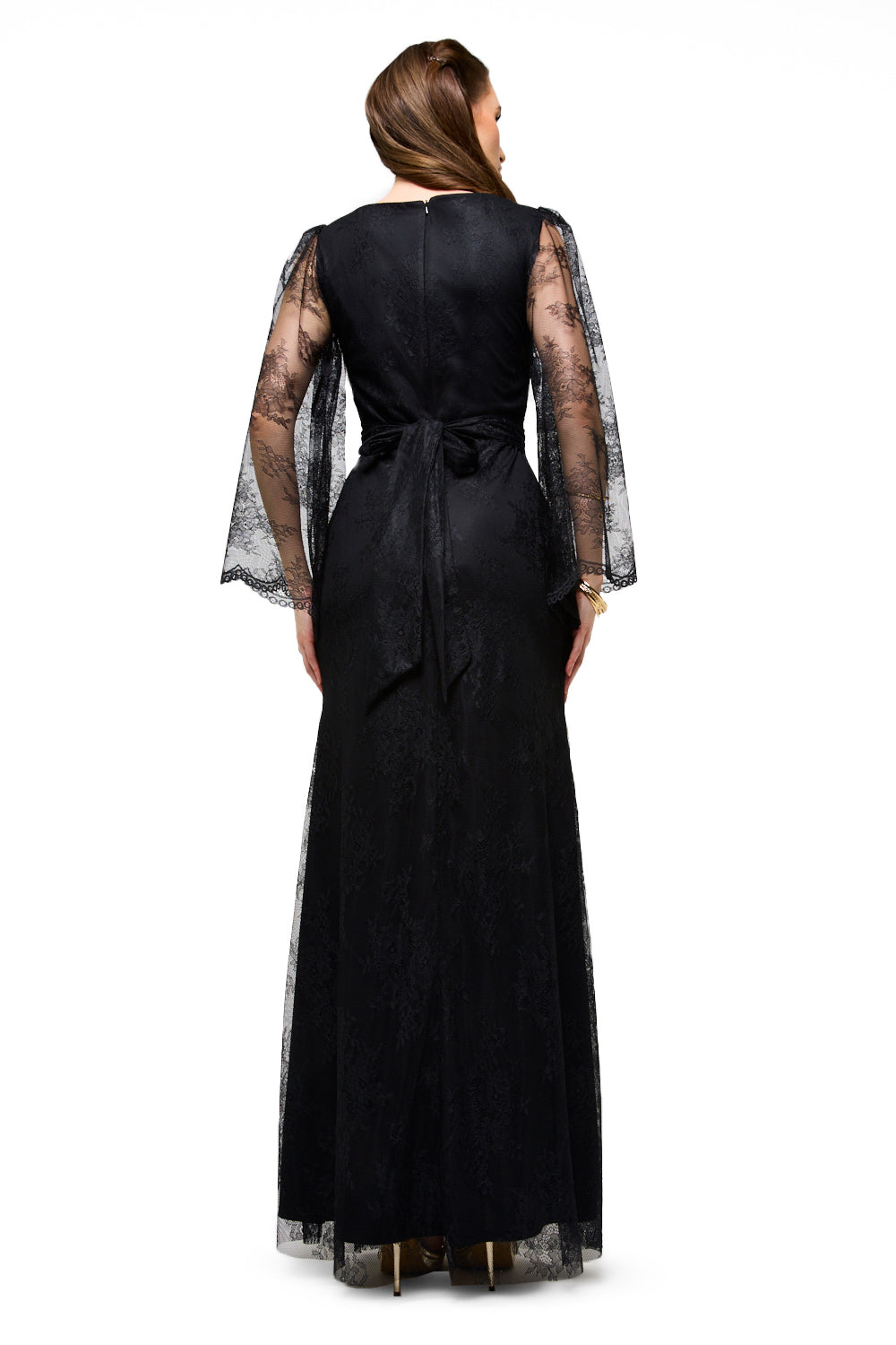 Lace Cape Sleeve Maxi Dress