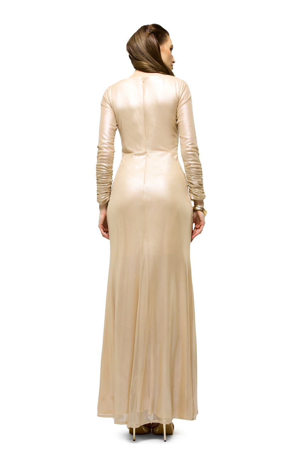 Metallic Twist Front Maxi Dress