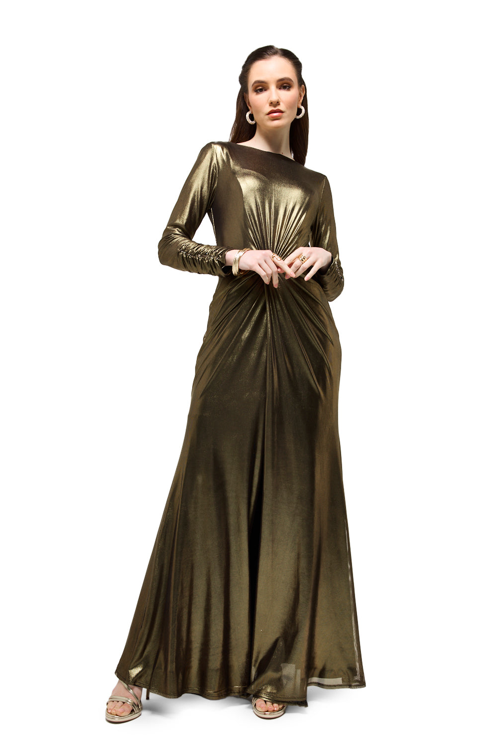 Metallic Twist Front Maxi Dress