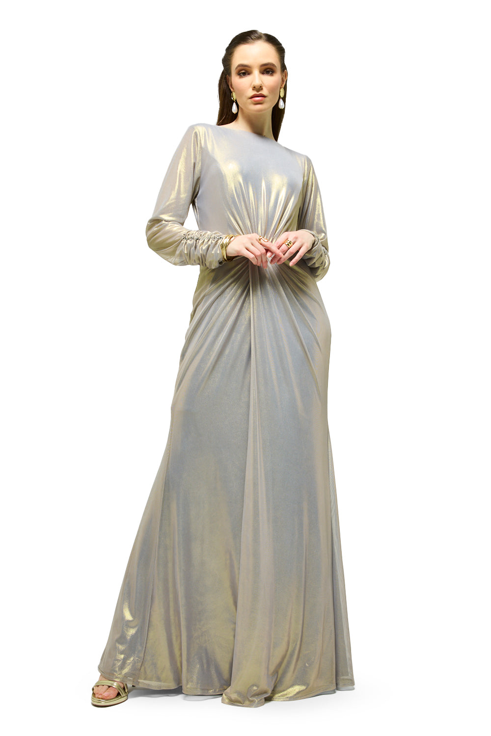 Metallic Twist Front Maxi Dress
