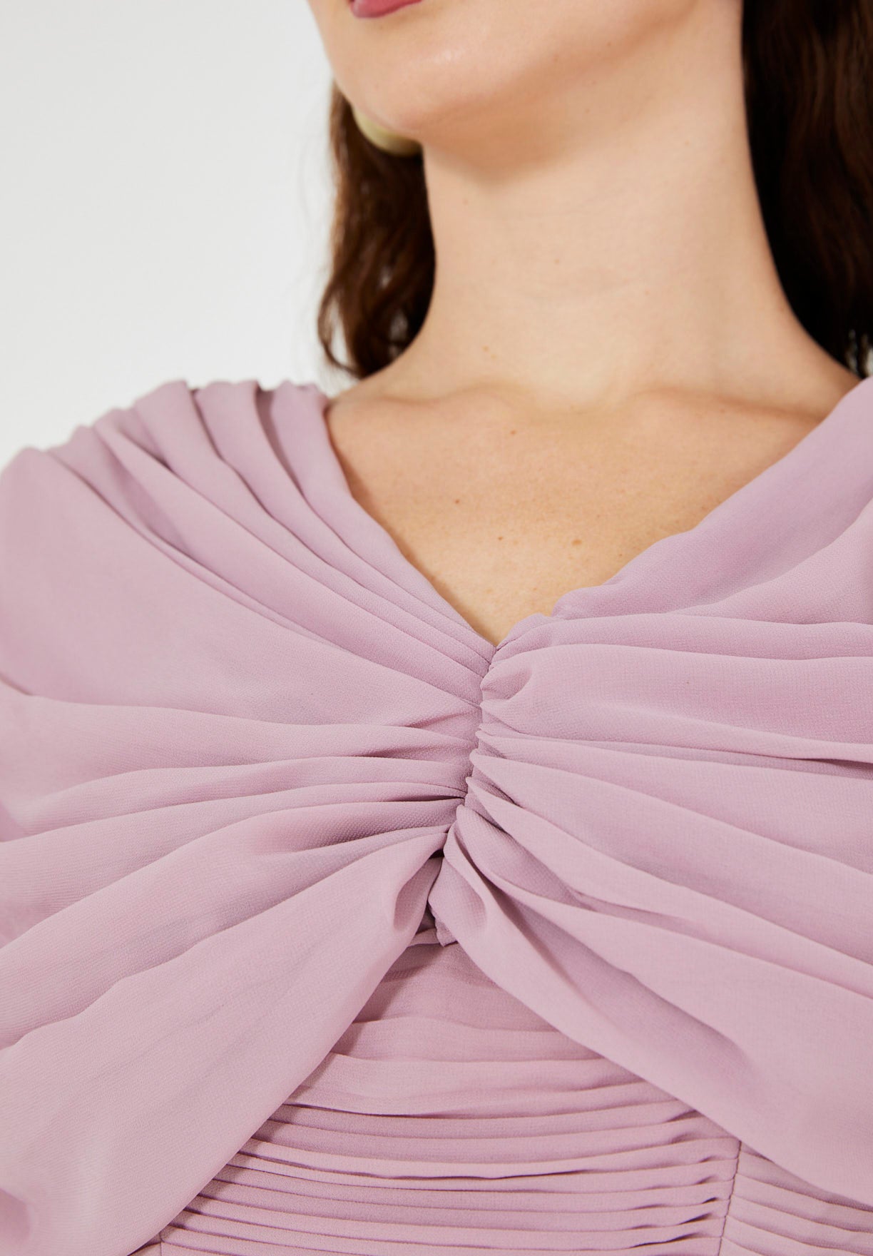 Butterfly-Draped Ruched Gown