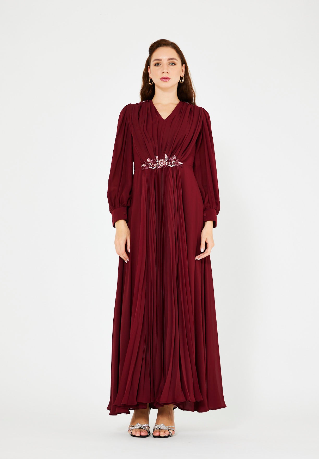 Textured Chiffon Two-Tone Evening Gown
