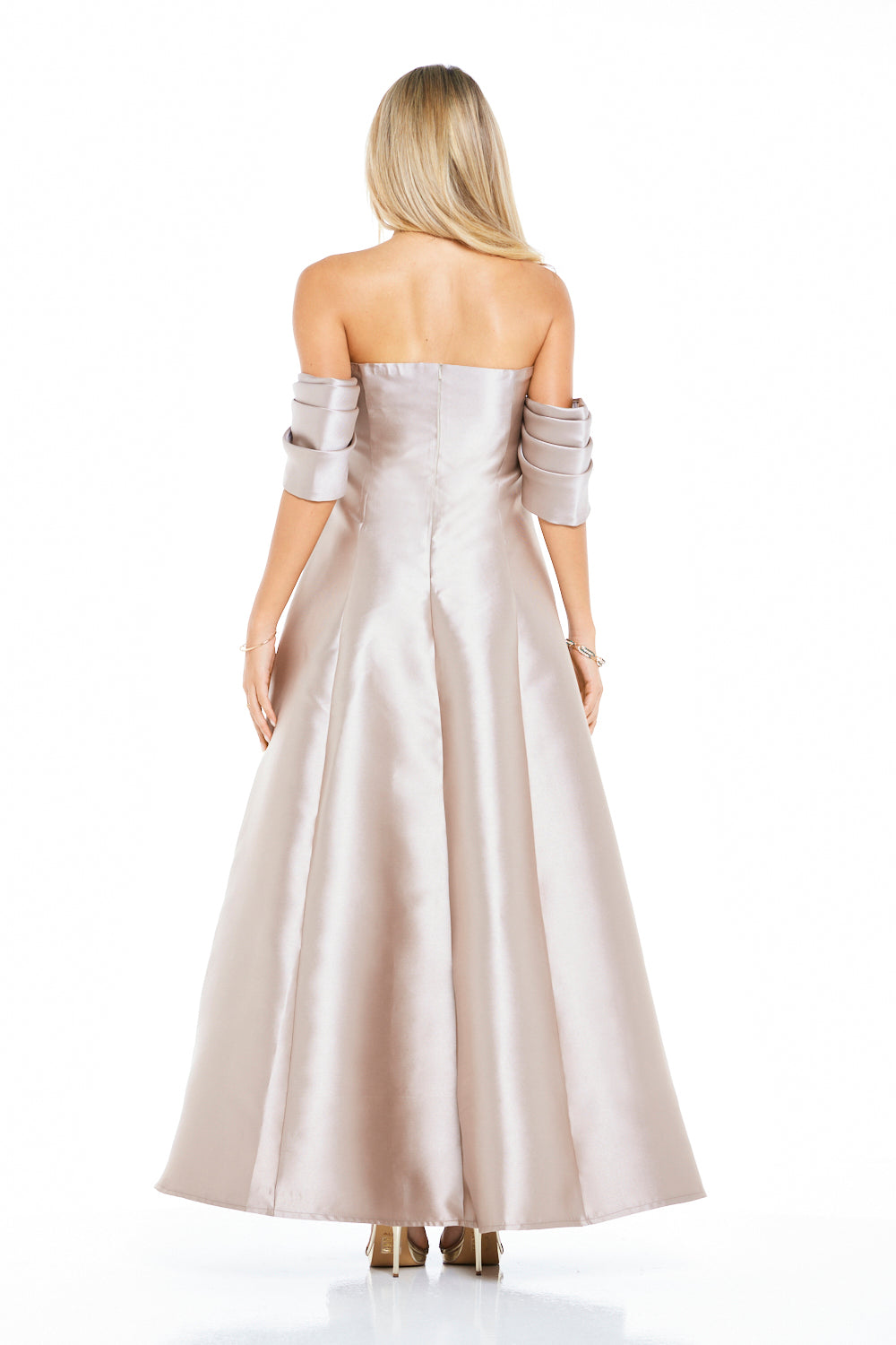 Crystal-Studded Draped Bustier Gown