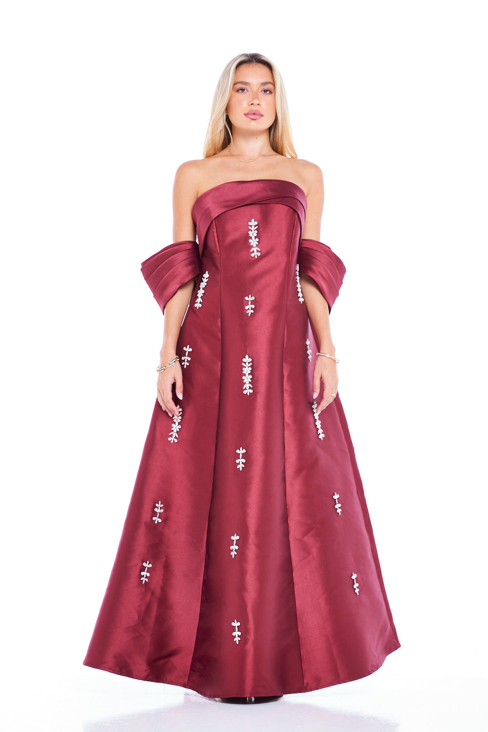 Crystal-Studded Draped Bustier Gown