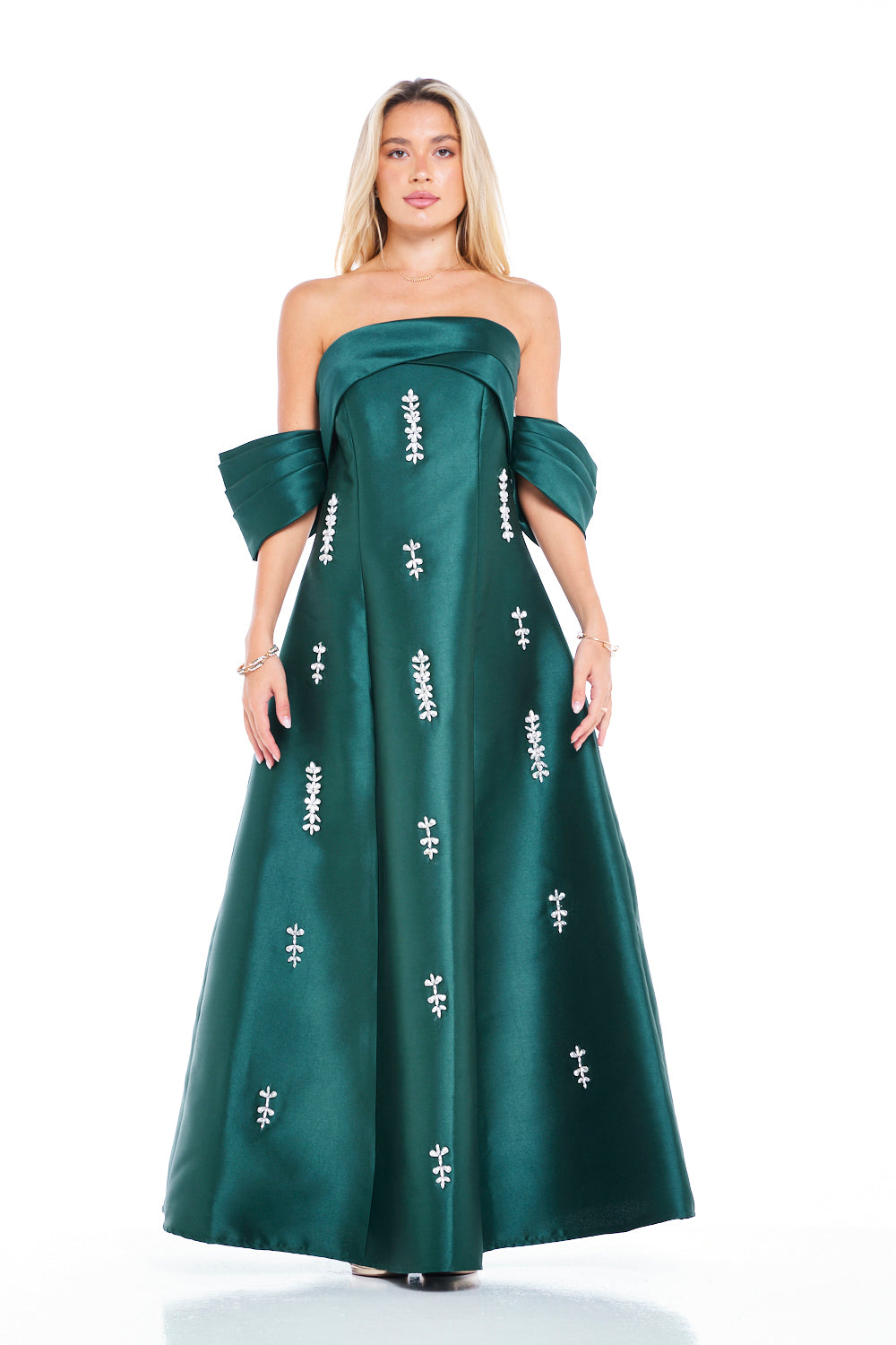 Crystal-Studded Draped Bustier Gown