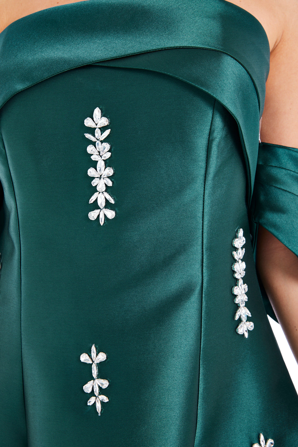 Crystal-Studded Draped Bustier Gown