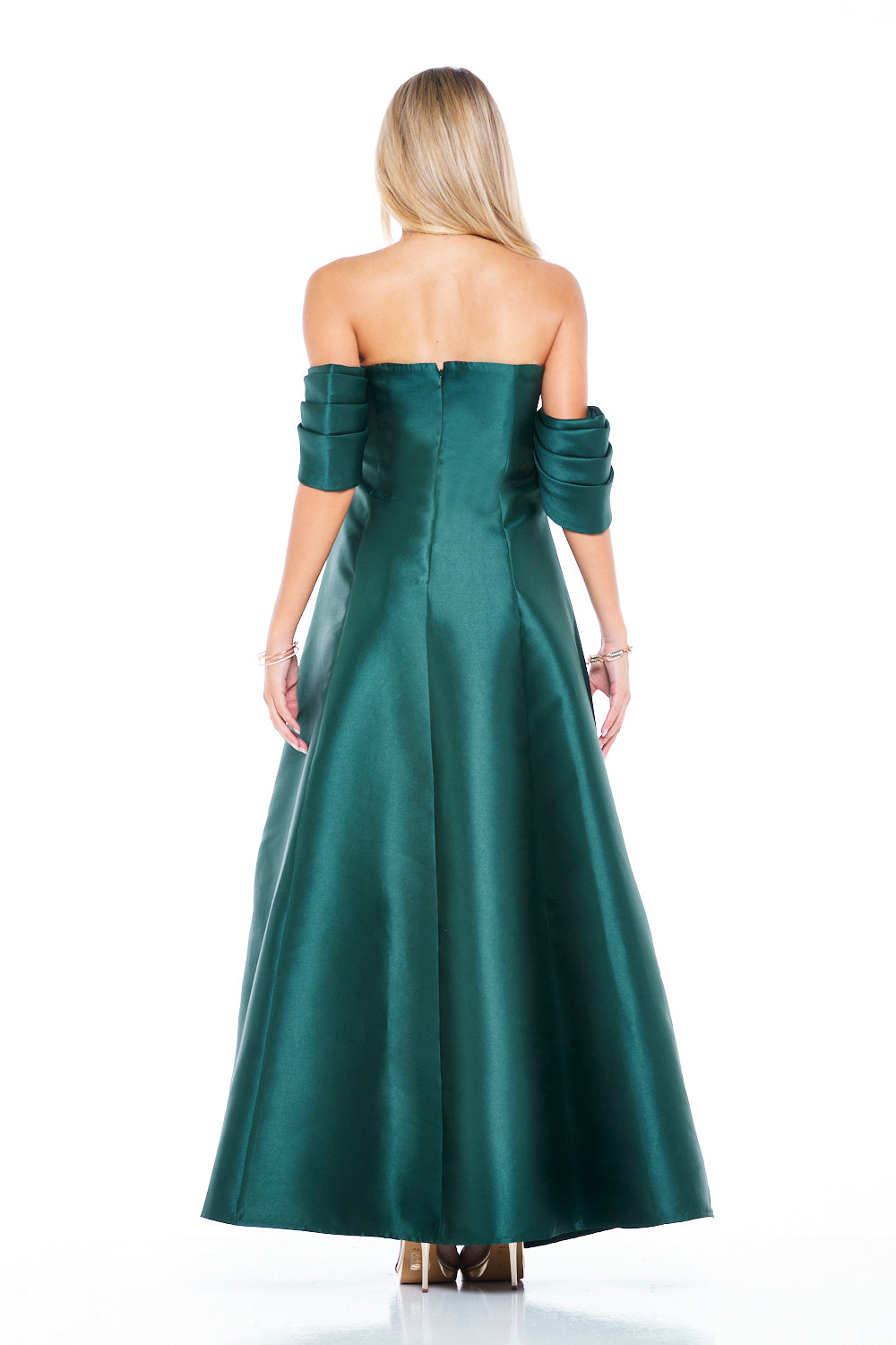 Crystal-Studded Draped Bustier Gown