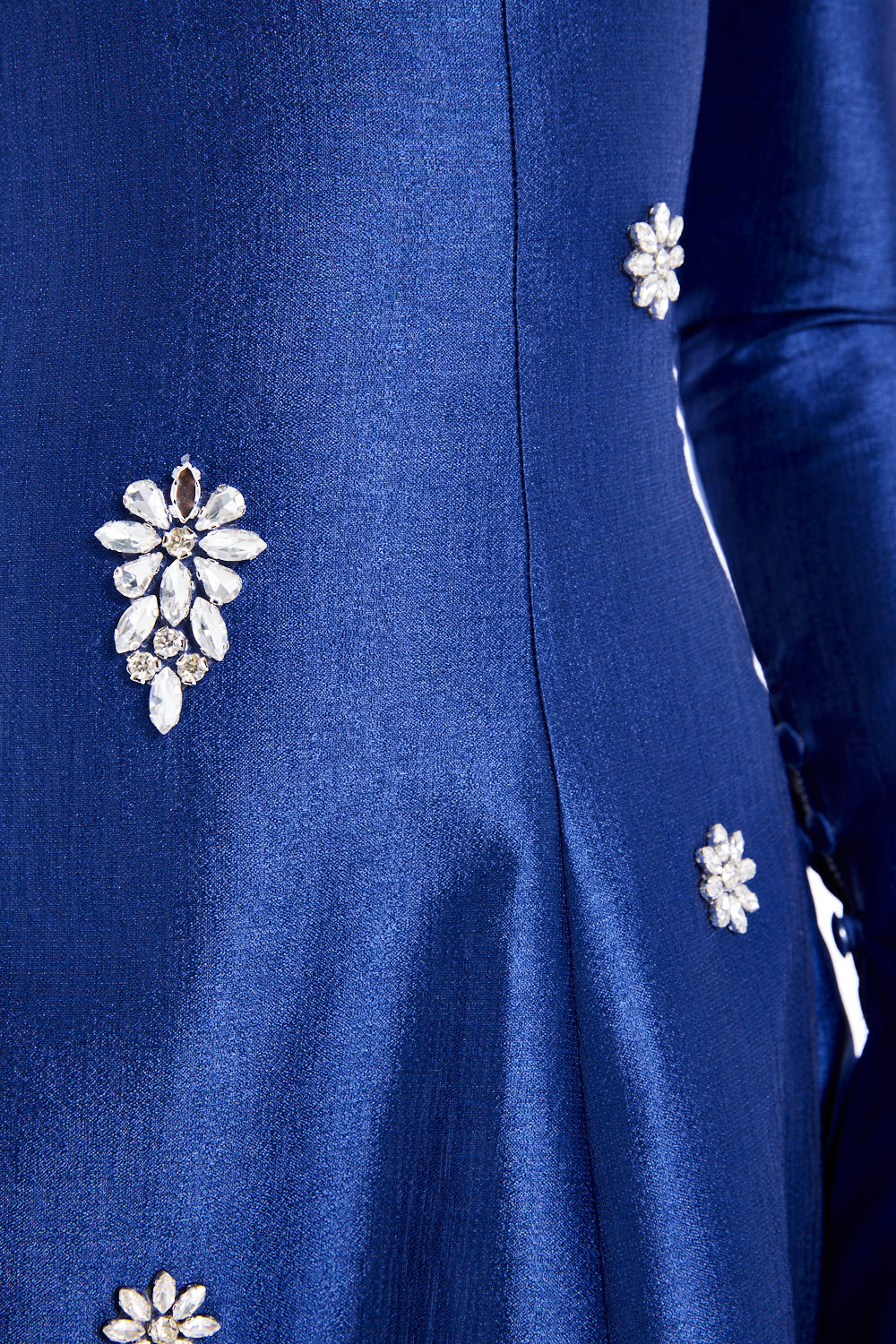 Modern Strapless Gown with Floral Crystal Accents