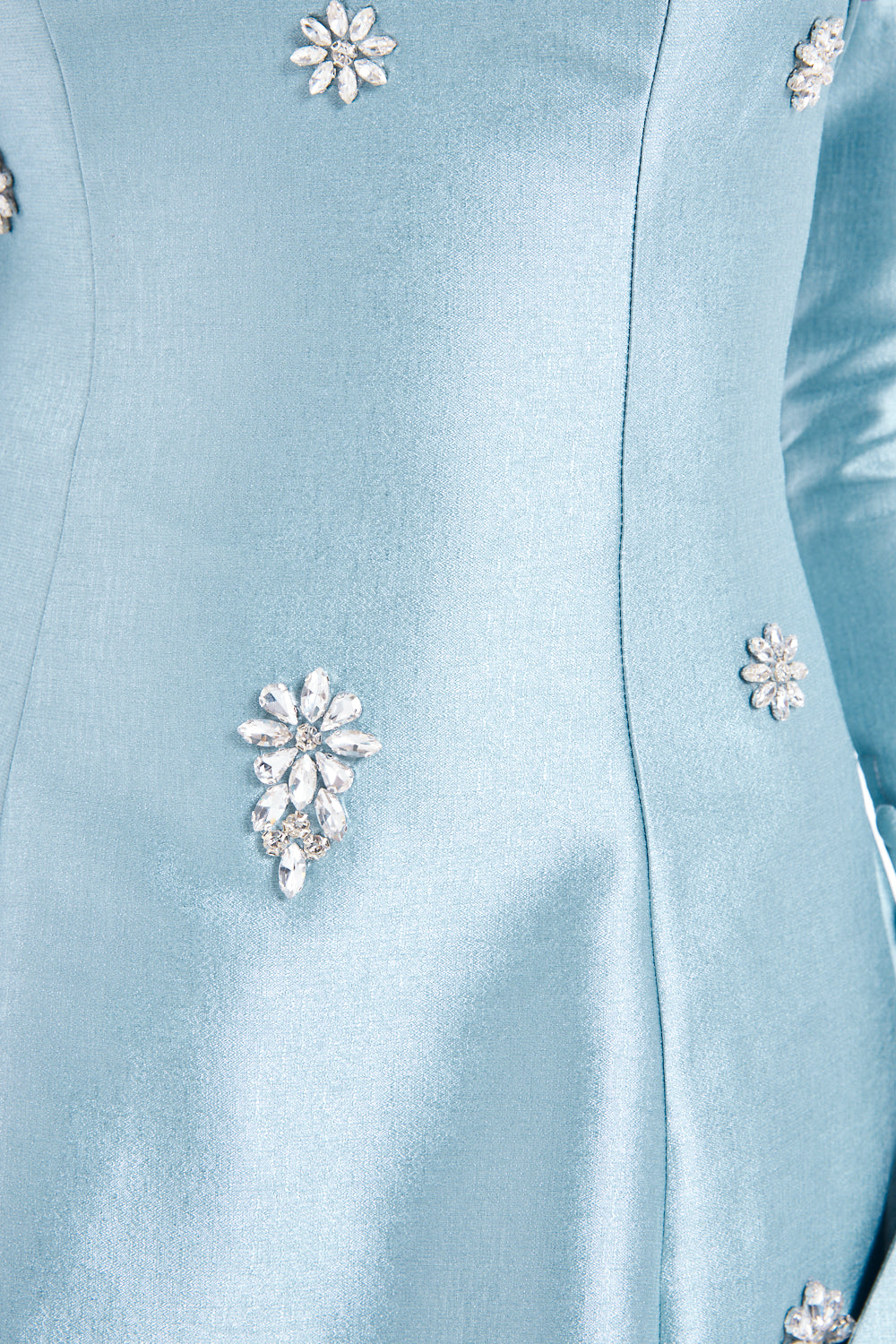 Modern Strapless Gown with Floral Crystal Accents