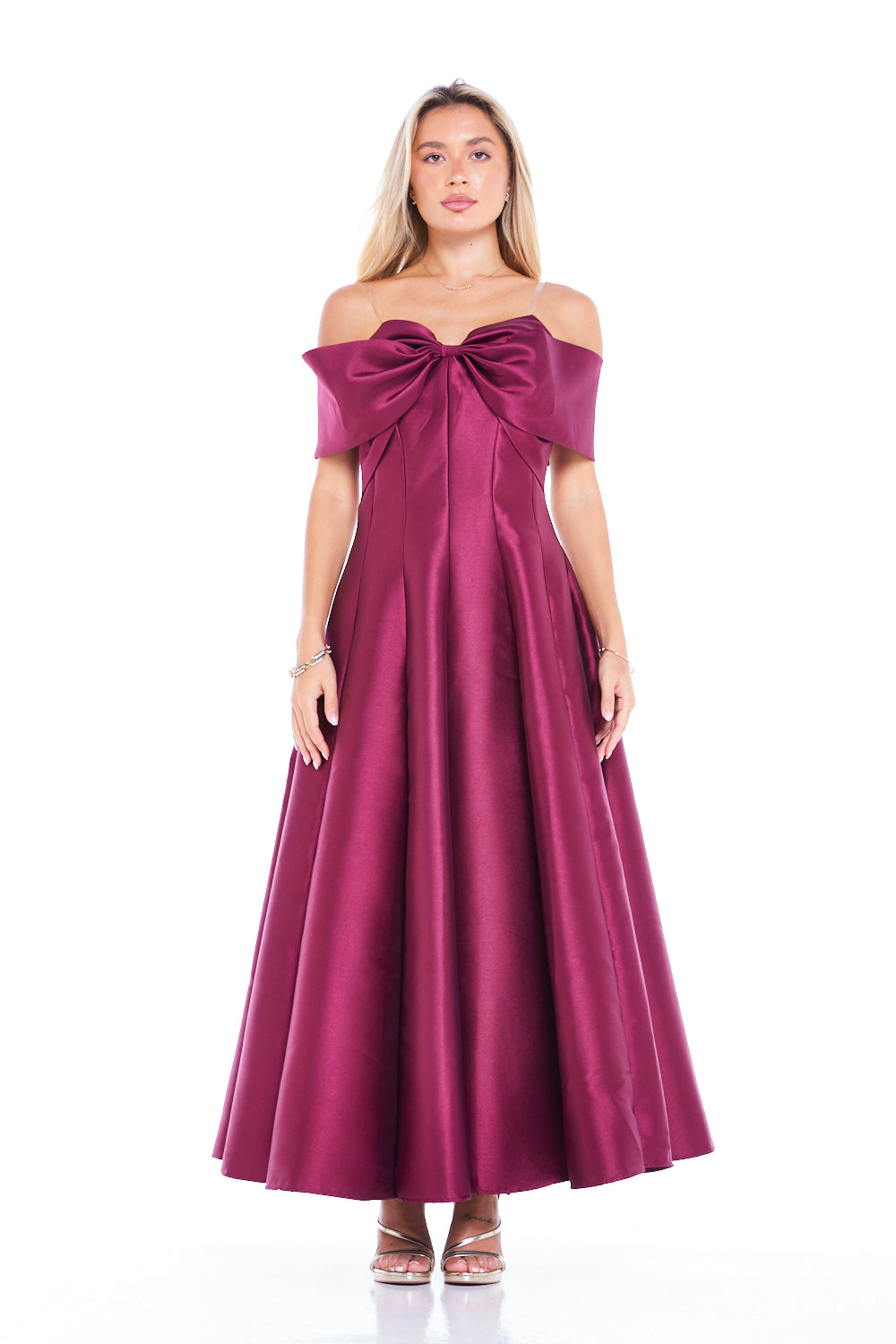 Sculpted Bow Front Evening Gown