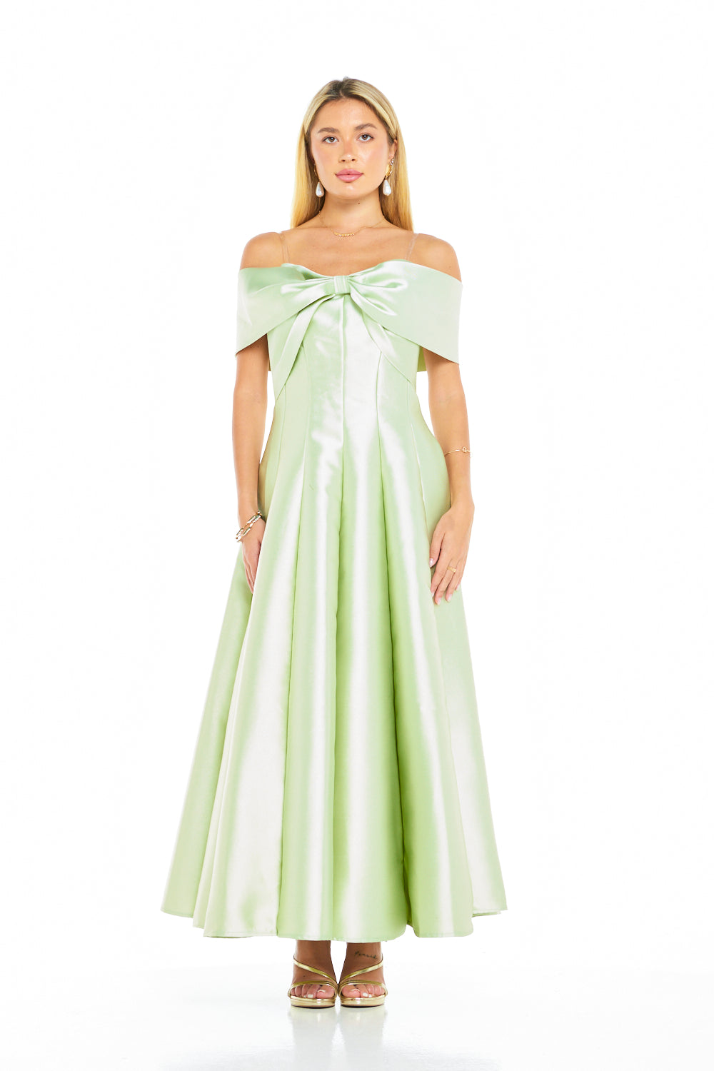 Sculpted Bow Front Evening Gown