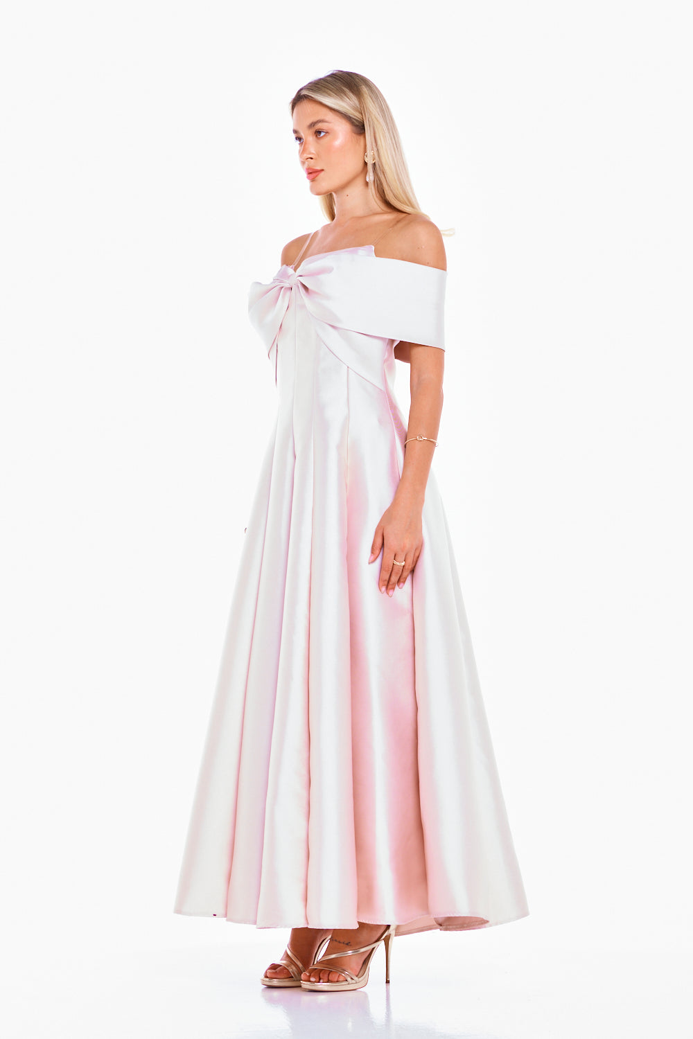 Sculpted Bow Front Evening Gown