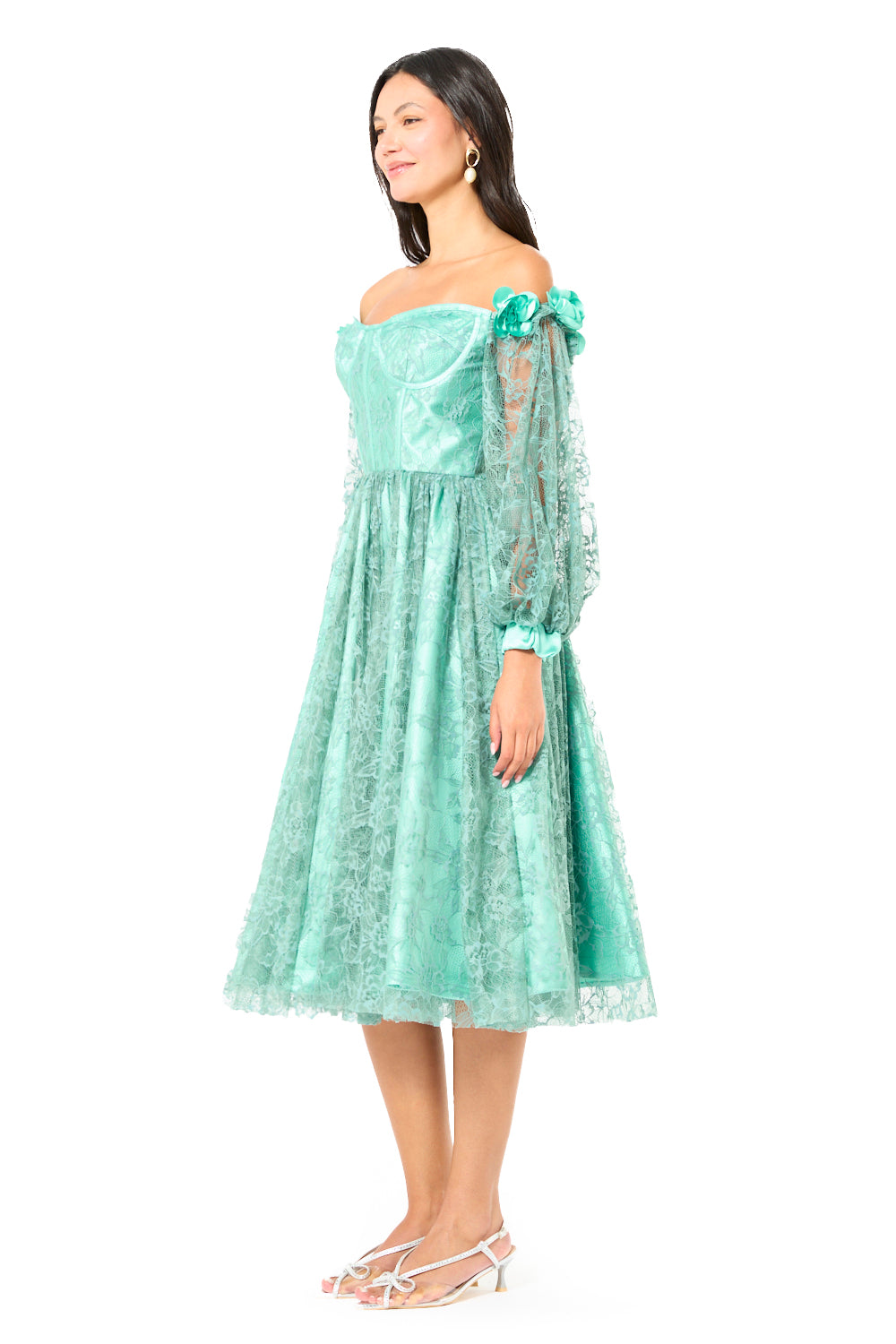 Floral Lace Corset Midi Dress Floral Lace Corset Midi Dress