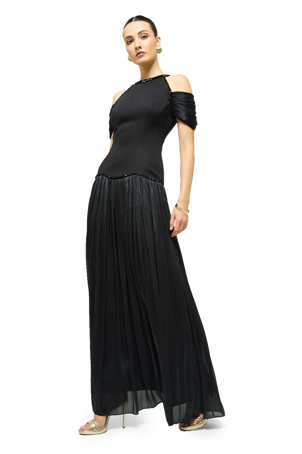 Crystal Halo Pleated Gown