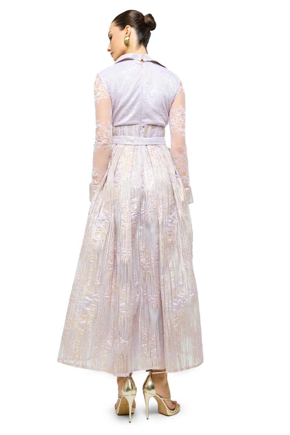 Midnight Brocade Corset Midi Dress