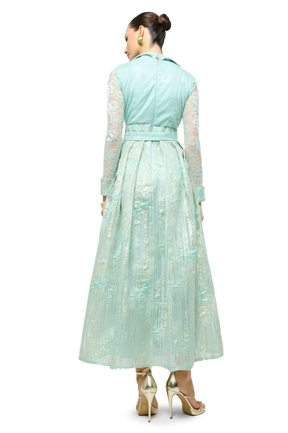 Midnight Brocade Corset Midi Dress