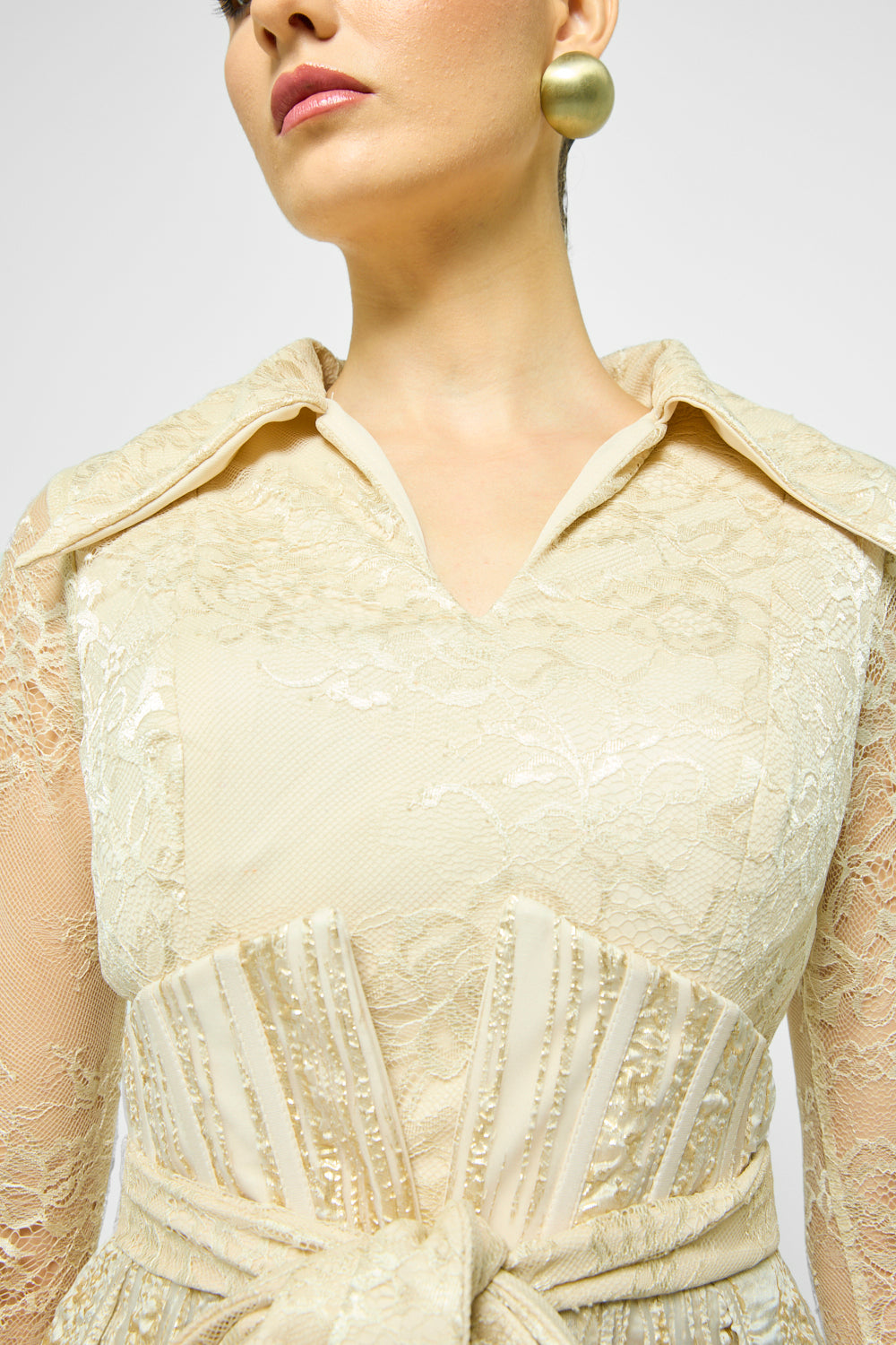 Midnight Brocade Corset Midi Dress