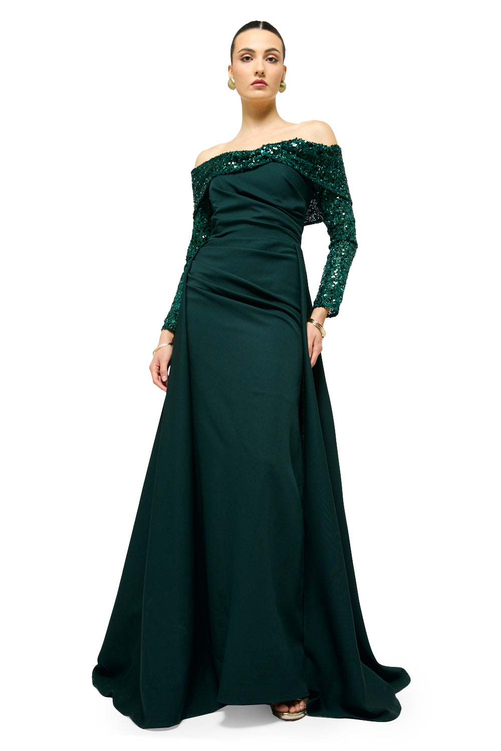 Midnight Radiance Off-Shoulder Gown